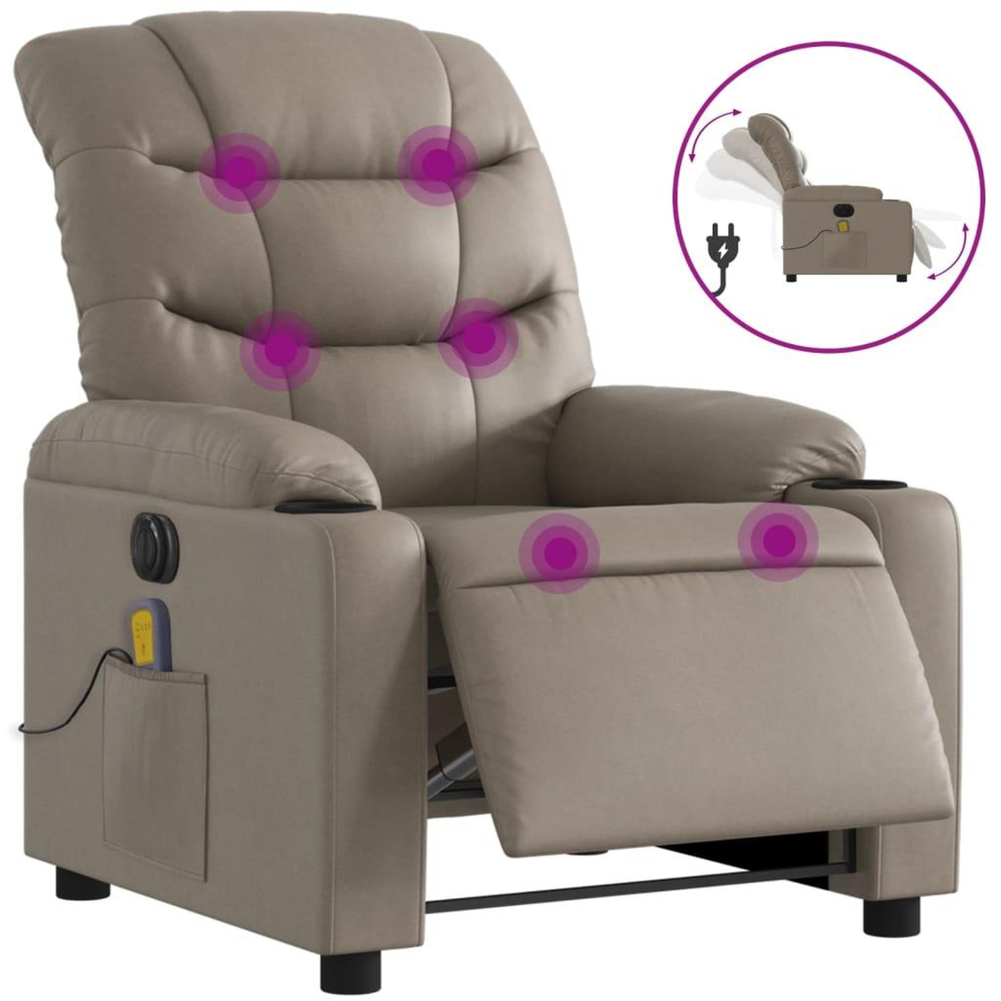 Voir la diapositive 2 : VIDAXL Fauteuil de massage inclinable electrique cappuccino similicuir