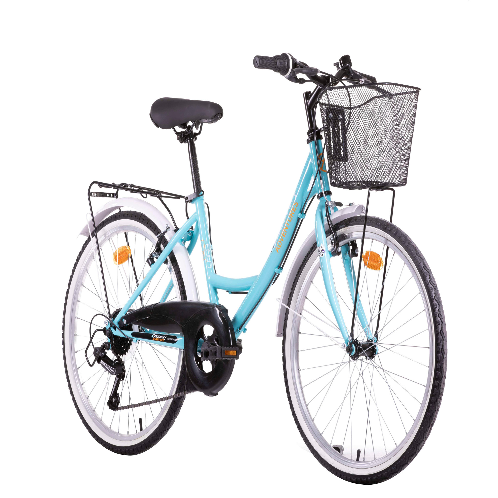 Voir la diapositive 2 : DISCOVERY ADVENTURES Vélo enfant ( 140/160 cm) - Modèle 24'' Ville  Discovery Adventures   - 6 vitesses - Enjambement bas – Freins V-Brake - Shimano - Béquille - équipé City