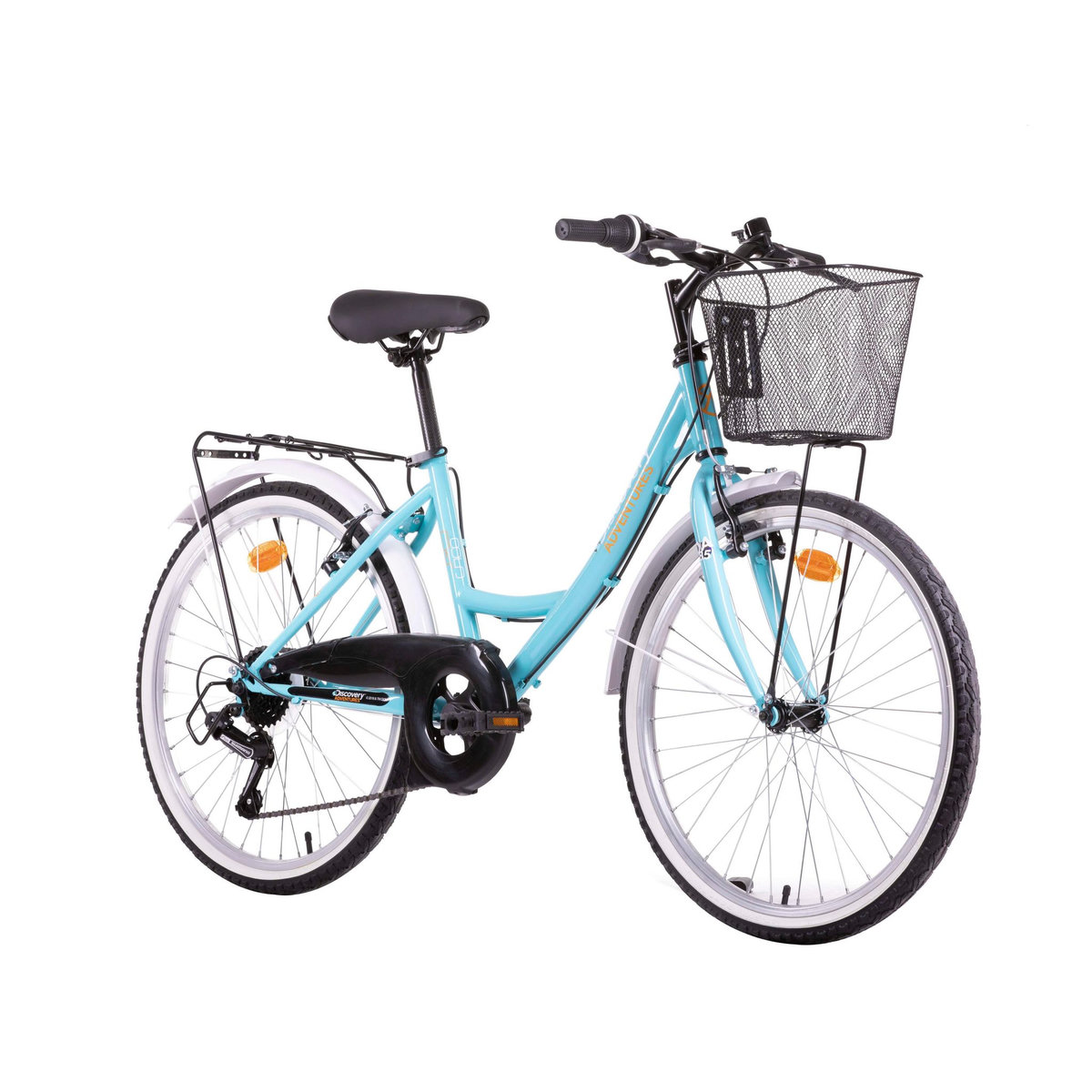 DISCOVERY ADVENTURES Vélo enfant ( 140/160 cm) - Modèle 24'' Ville  Discovery Adventures   - 6 vitesses - Enjambement bas – Freins V-Brake - Shimano - Béquille - équipé City
