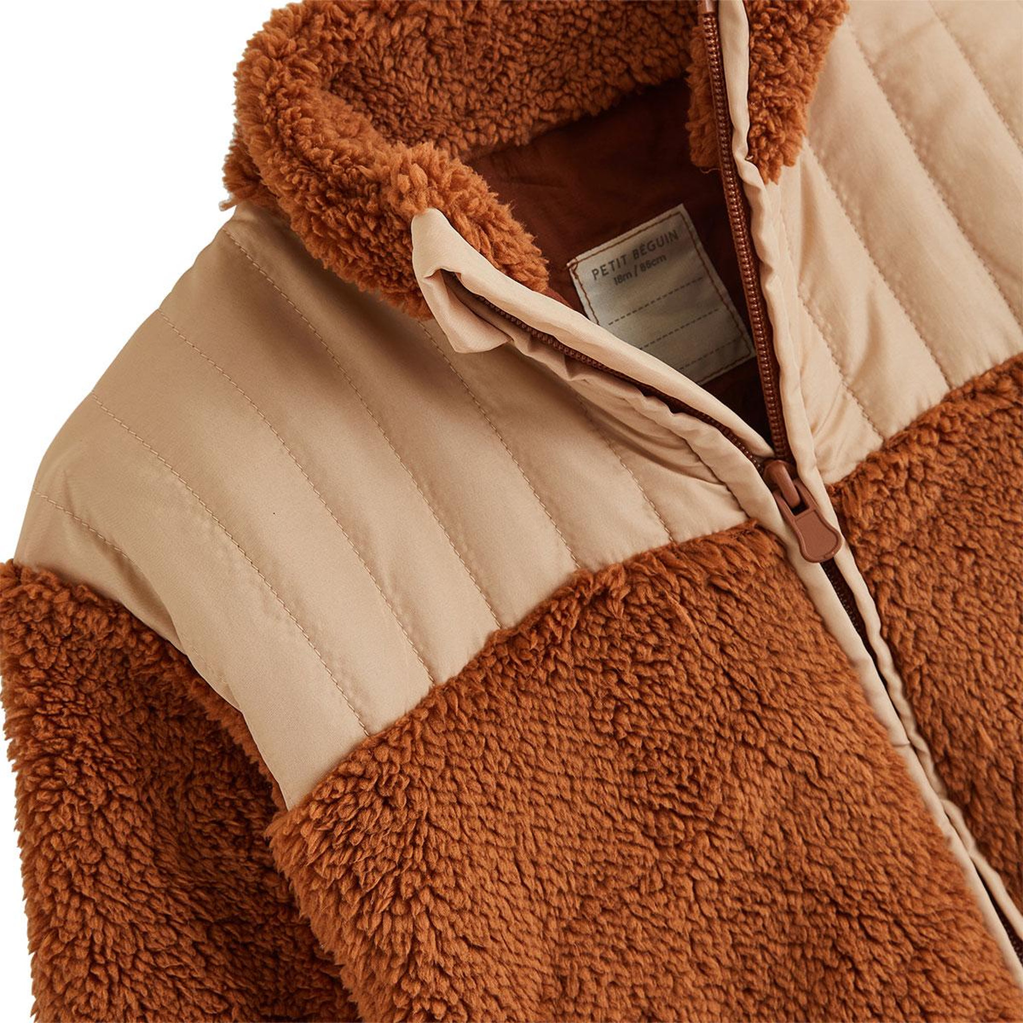 Voir la diapositive 3 : PETIT BEGUIN Veste enfant en sherpa moka