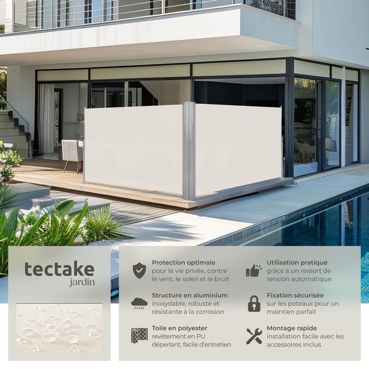 tectake Store latéral double en Aluminium beige
