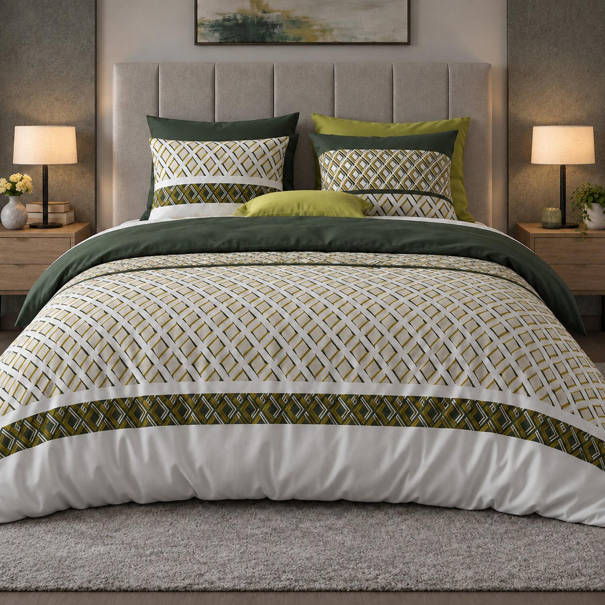 Voir la diapositive 1 : ATELIER DU COTON Parure housse de couette 100% coton 57 fils nayaa