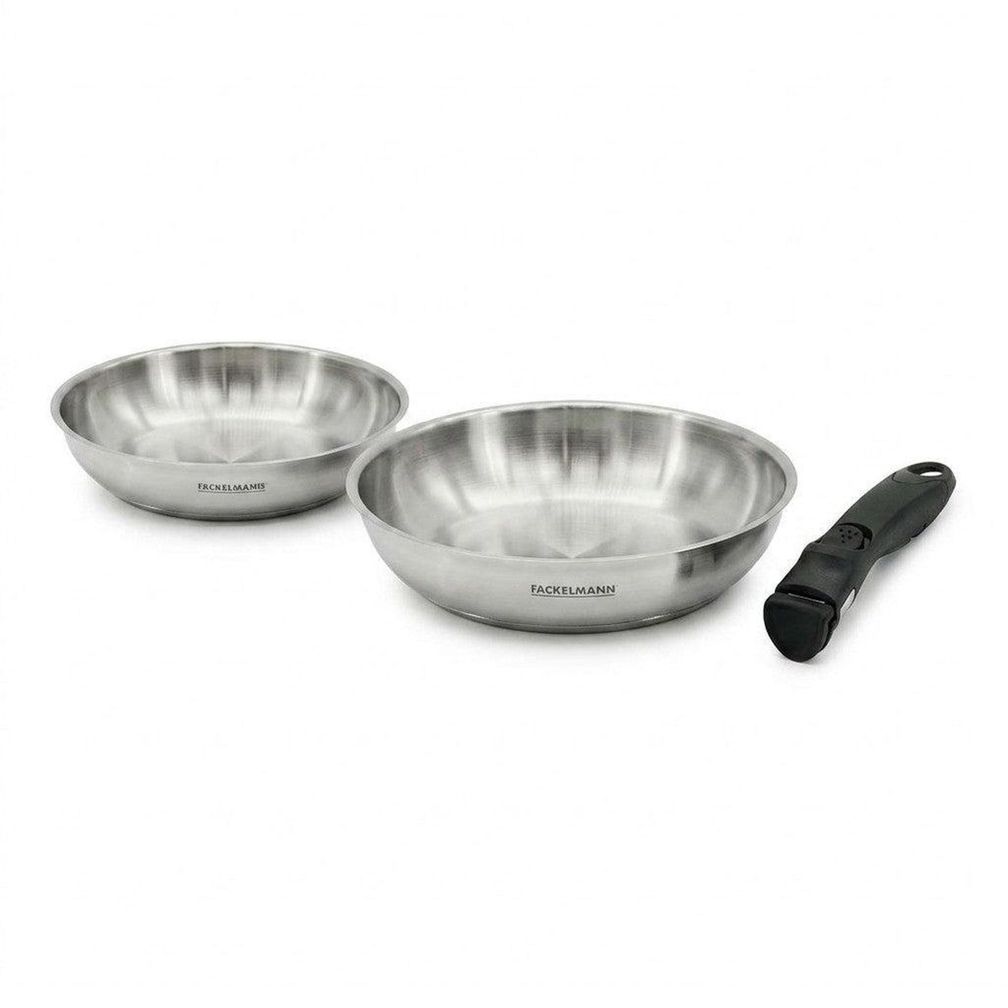 Fackelmann Lot de 2 poêles en inox de 24 cm et 28 cm avec manche amovible fackelmann inogrip