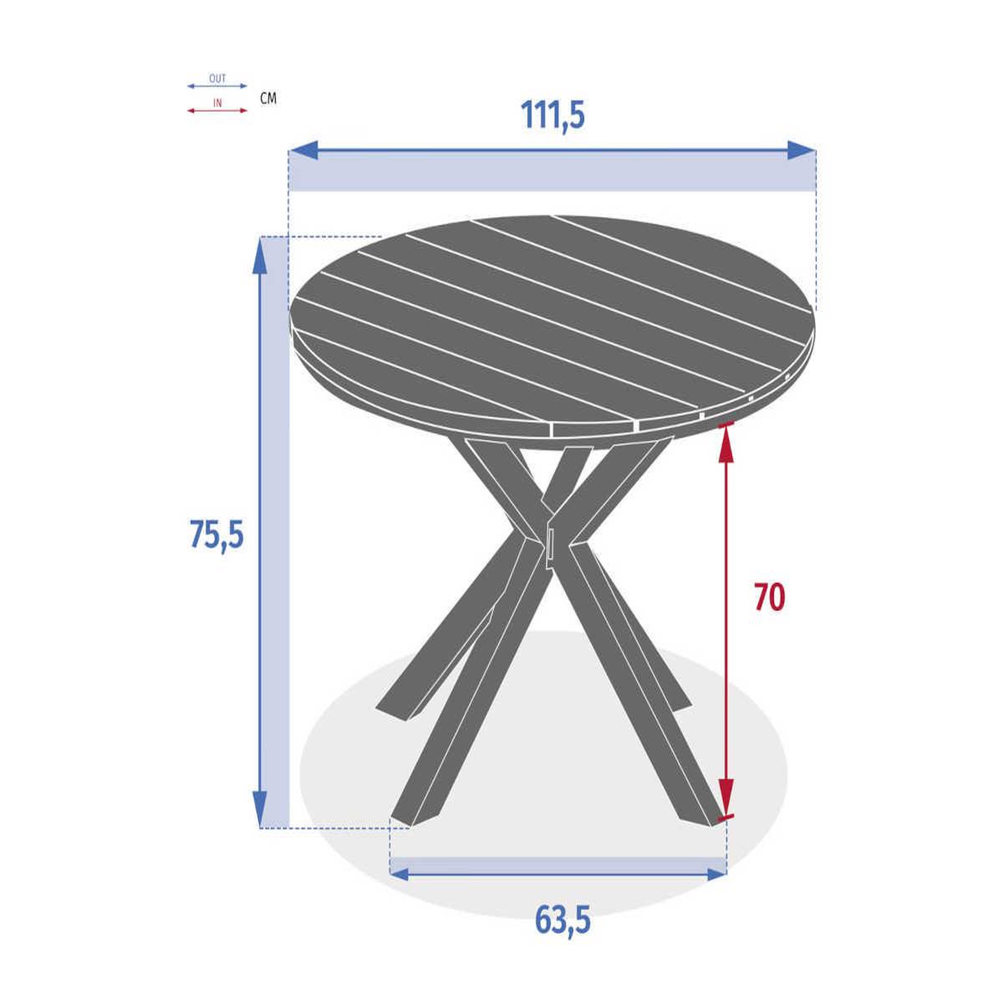 Voir la diapositive 3 : HESPERIDE Table de jardin ronde alu/acacia oriengo 4 places graphite - hespéride
