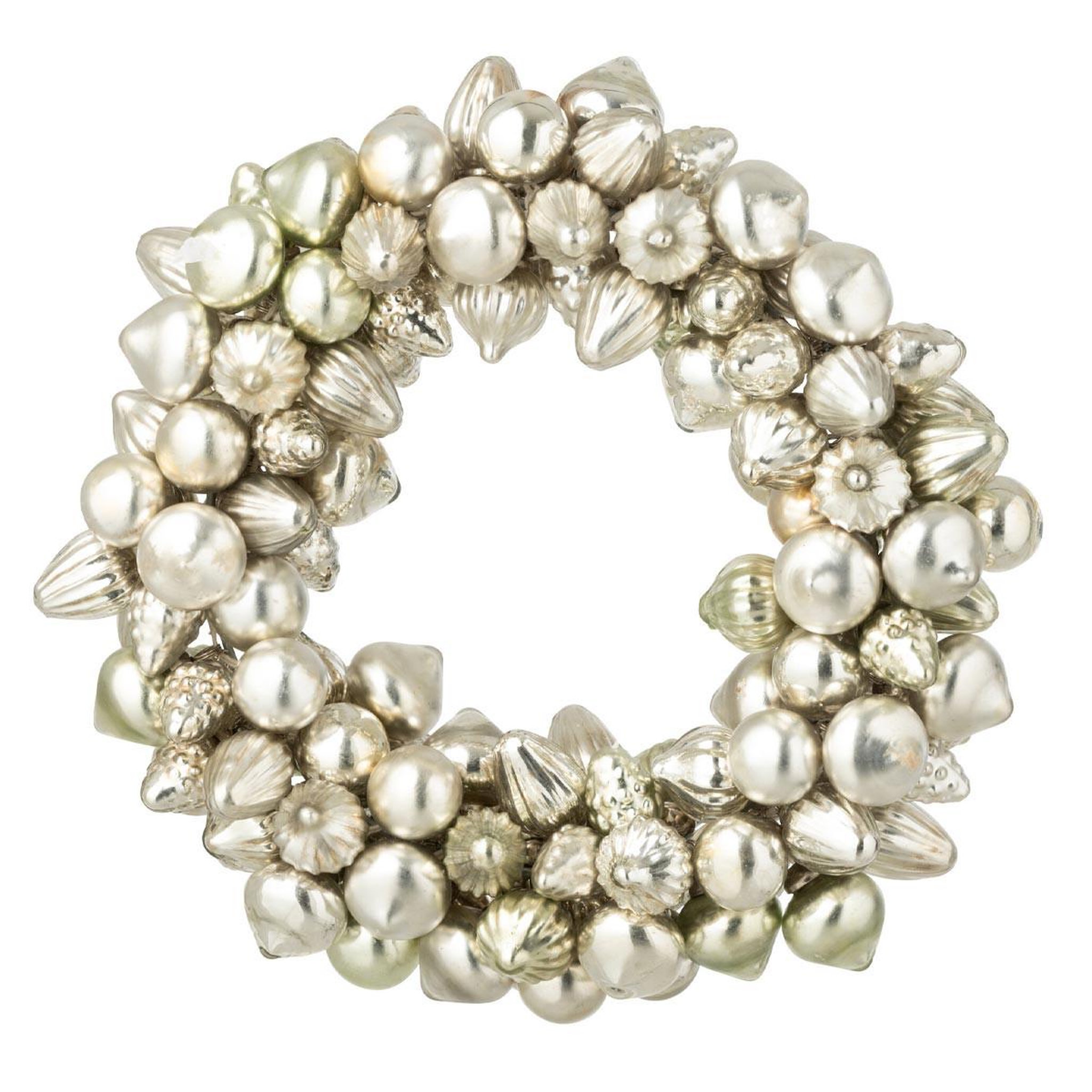 J-LINE Couronne boules de noël  verre  30cm argent