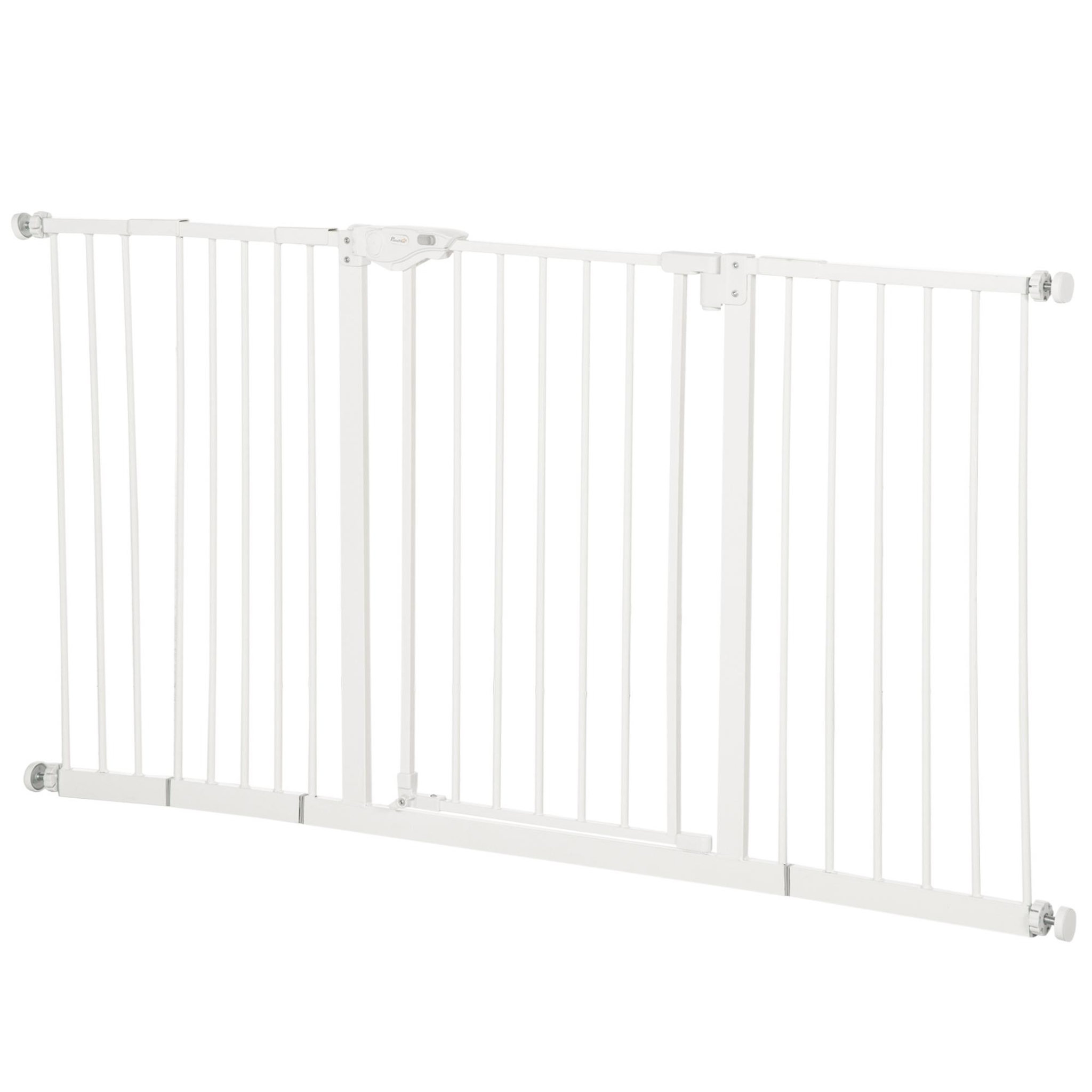 PAWHUT Barrière de sécurité pliable pour chien - 3 panneaux, porte verrouillable - dim. 206l x 120h cm - acier pp blanc