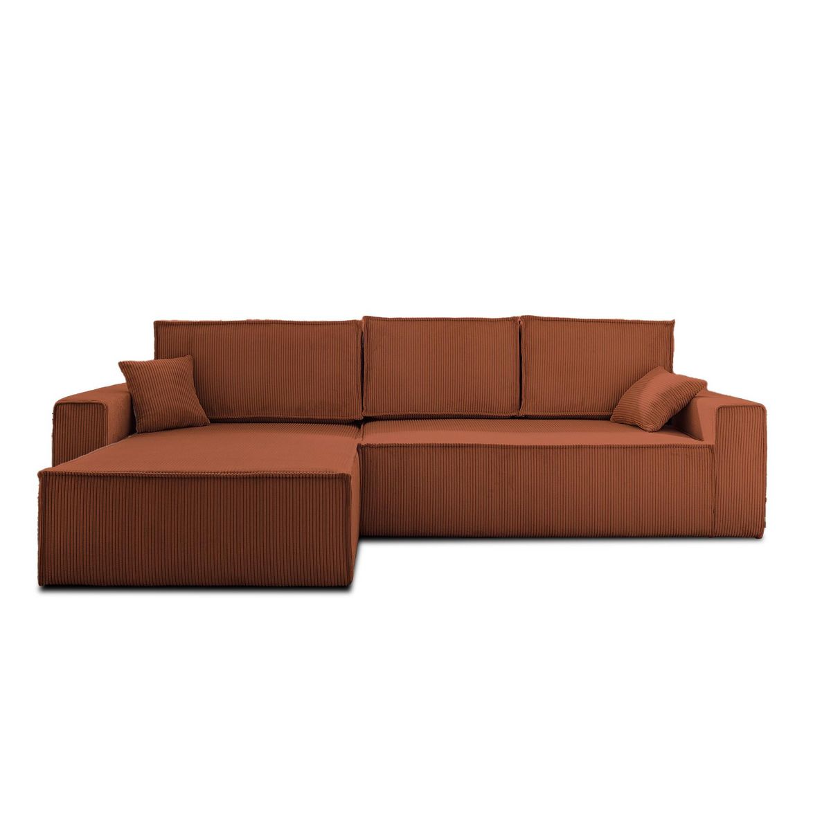 BEST MOBILIER Dellia - canapé d'angle réversible convertible - avec coffre - en velours côtelé - 4 places