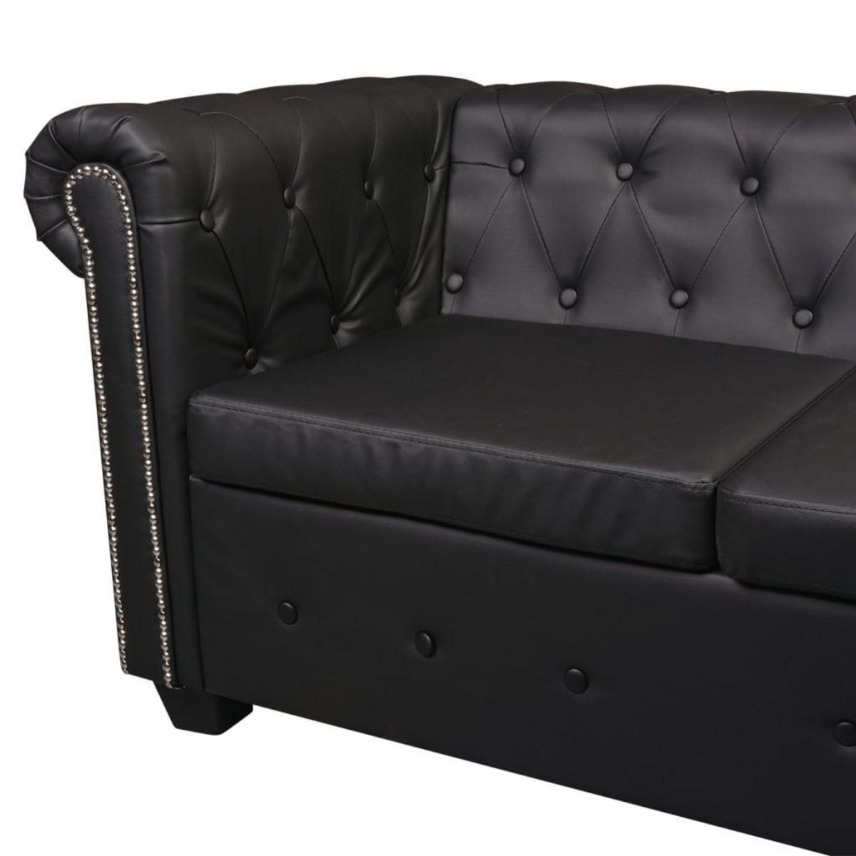 VIDAXL Canape d'angle Chesterfield 6 places Cuir synthetique Noir