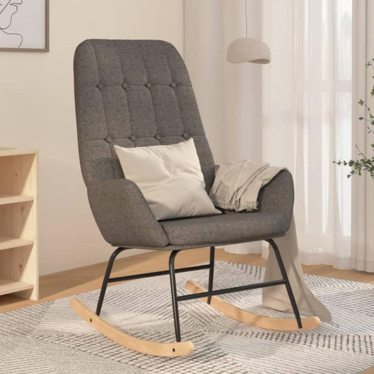 VIDAXL Chaise à bascule Gris clair Tissu