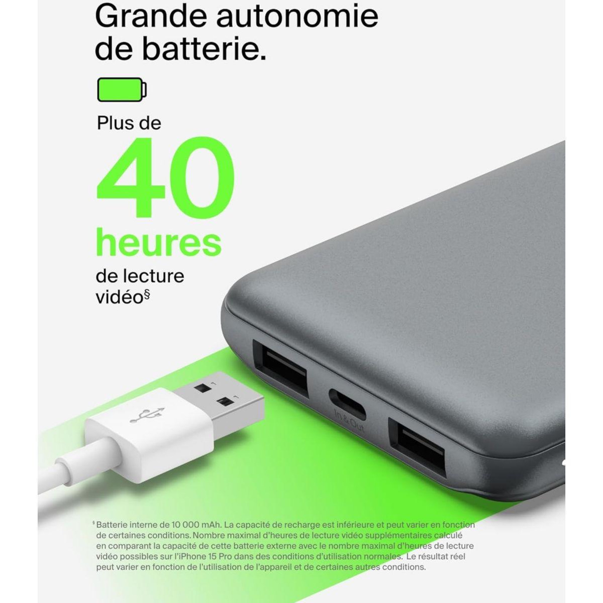 Voir la diapositive 4 : Belkin Batterie externe 10 000 mAh grise