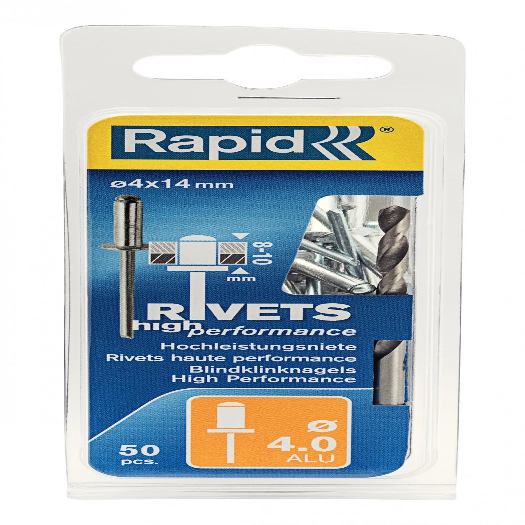 Rapid Lot de 50 rivets aluminium Diam.4 x H.14 mm RAPID