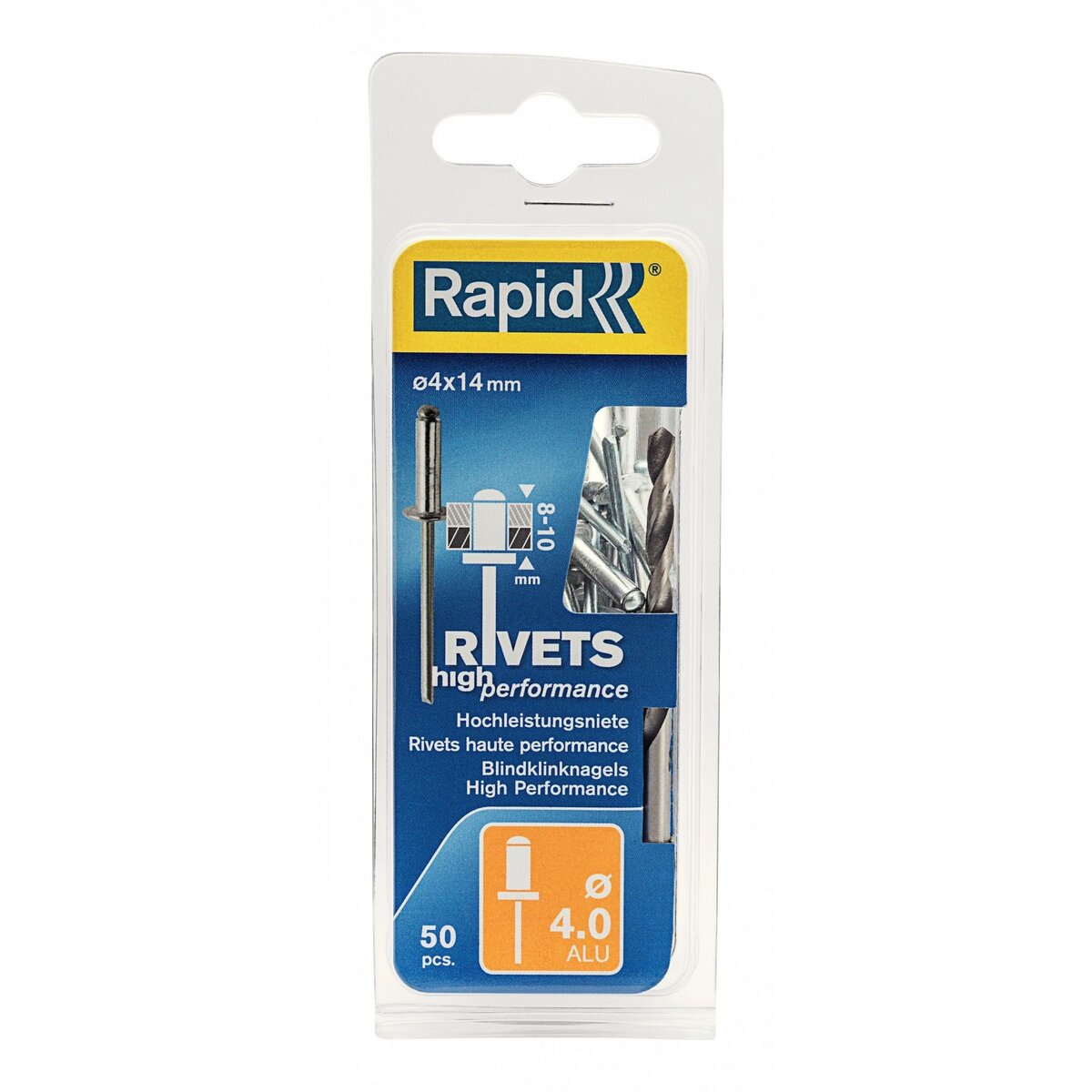 Rapid Lot de 50 rivets aluminium Diam.4 x H.14 mm RAPID