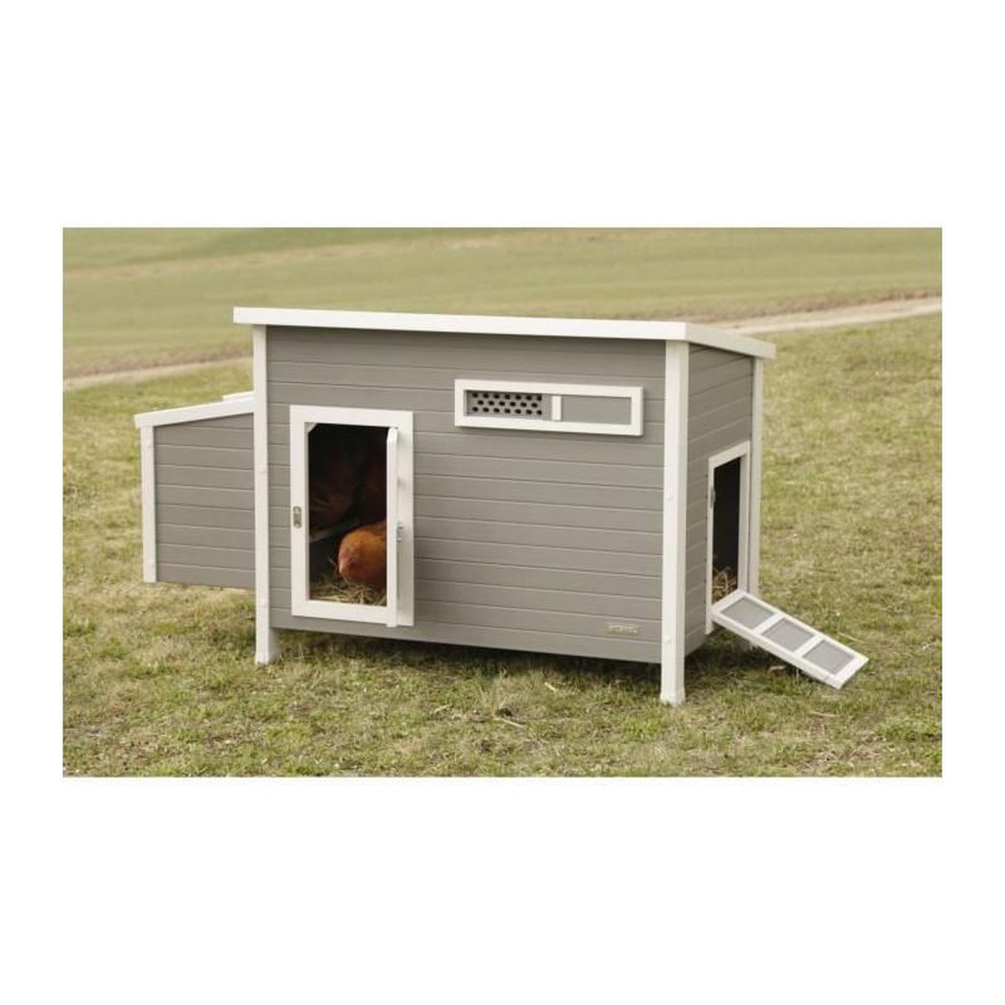 Voir la diapositive 4 : KERBL Kerbl Poulailler Barney Plastique 137x73x83 cm Gris et blanc