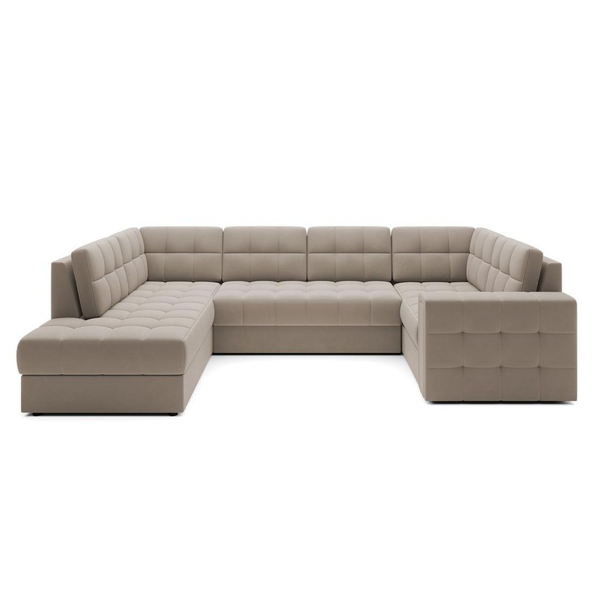 BEST MOBILIER Nappa - canapé panoramique d'angle droit 7 places convertible avec coffre en velours