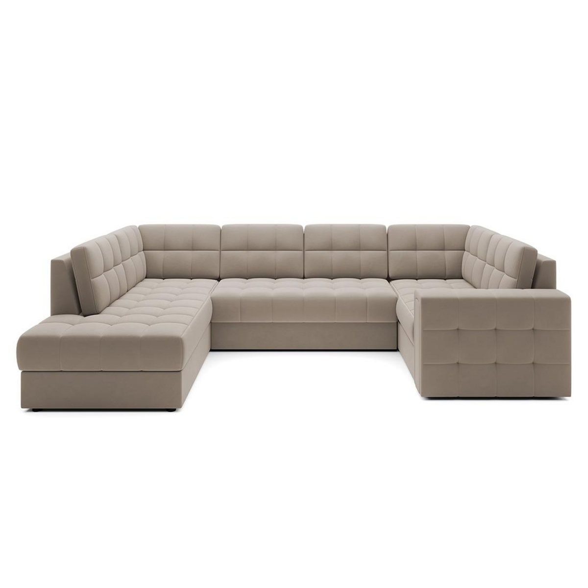 BEST MOBILIER Nappa - canapé panoramique d'angle droit 7 places convertible avec coffre en velours