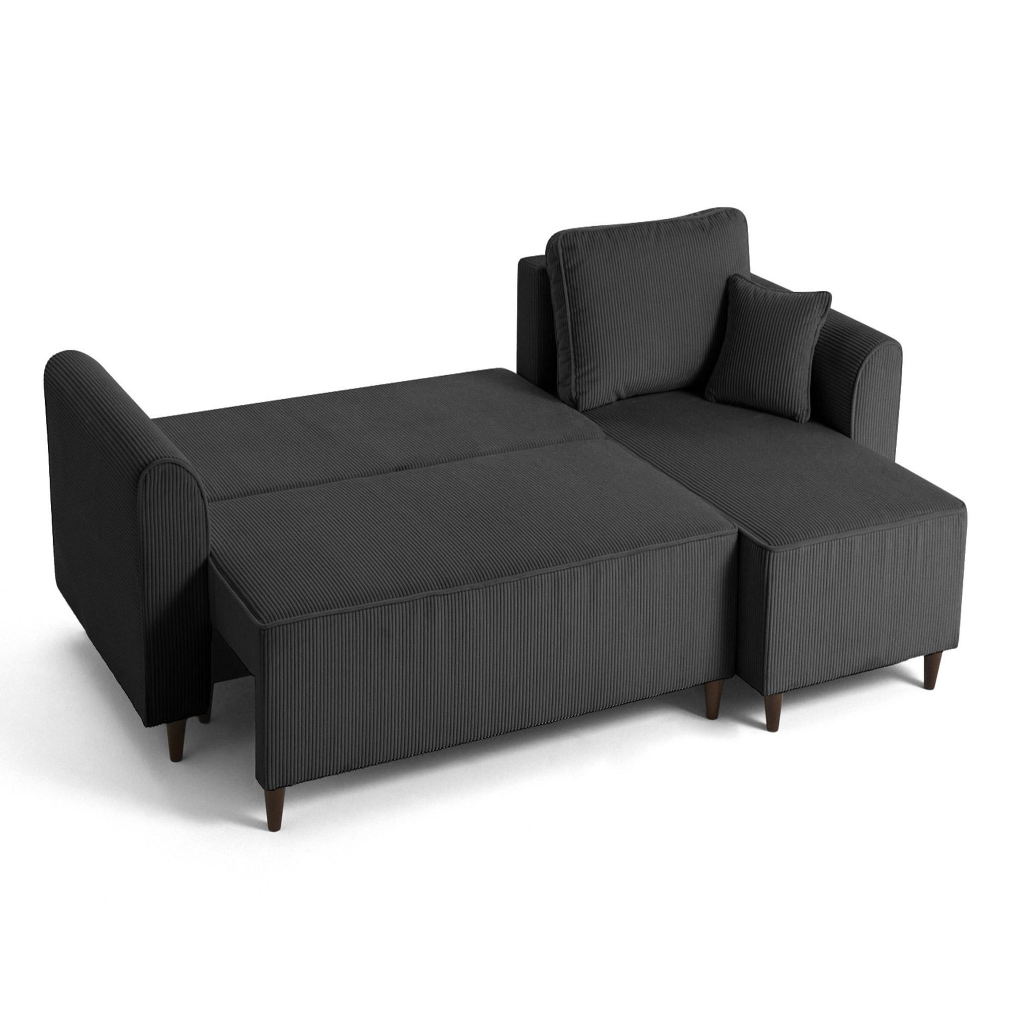 Voir la diapositive 3 : BEST MOBILIER Saphir - canapé d'angle réversible 4 places - convertible avec coffre - en velours côtelé