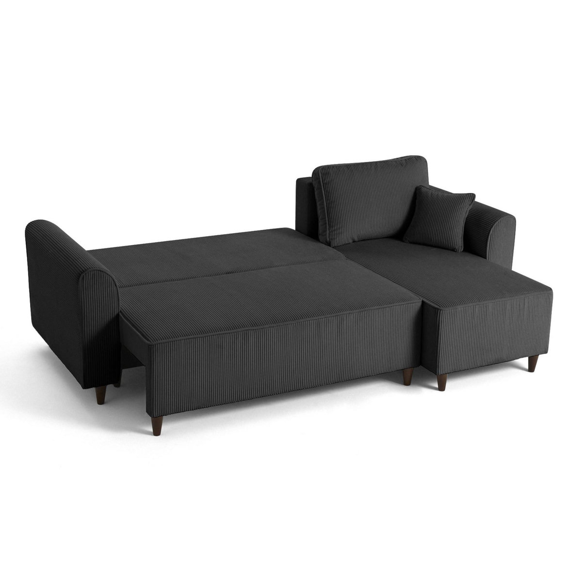 BEST MOBILIER Saphir - canapé d'angle réversible 4 places - convertible avec coffre - en velours côtelé