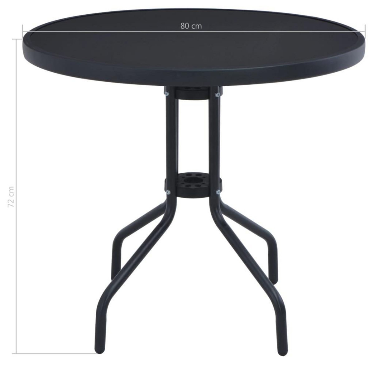VIDAXL Table de jardin Noir 80 cm Acier et verre