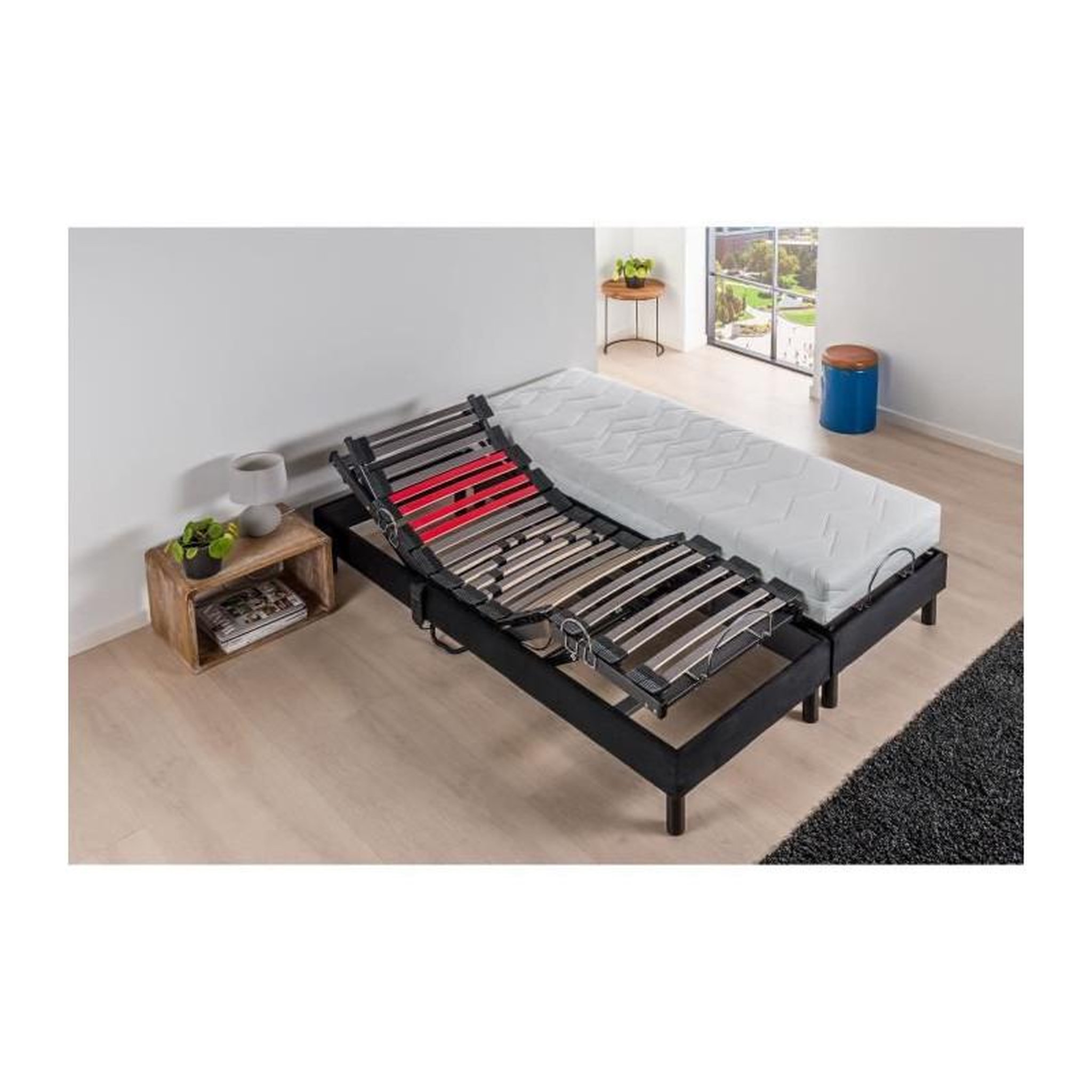 Voir la diapositive 1 : DEKO DREAM DEKODREAM Ensemble Relaxation Matelas mousse 2x90x200 cm + Sommier TPR electrique