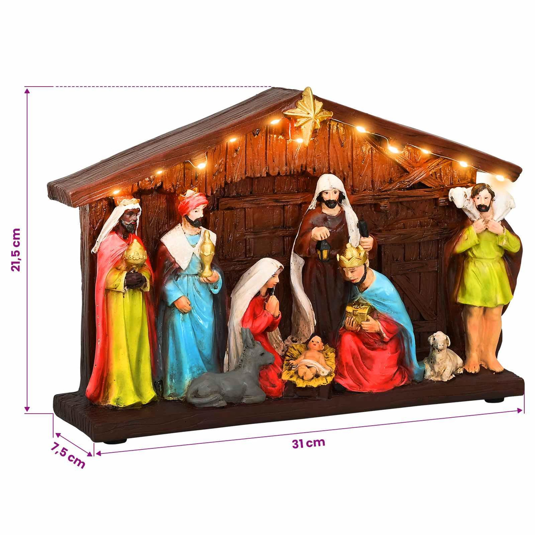 Voir la diapositive 3 : VIDAXL Creche de Noël SALO 31 x 7,5 x 21,5 cm Resine Multicolore