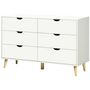 Voir la diapositive 1 : HOMCOM Commode 6 tiroirs design scandinave piètement effilé incliné bois pin panneaux blanc