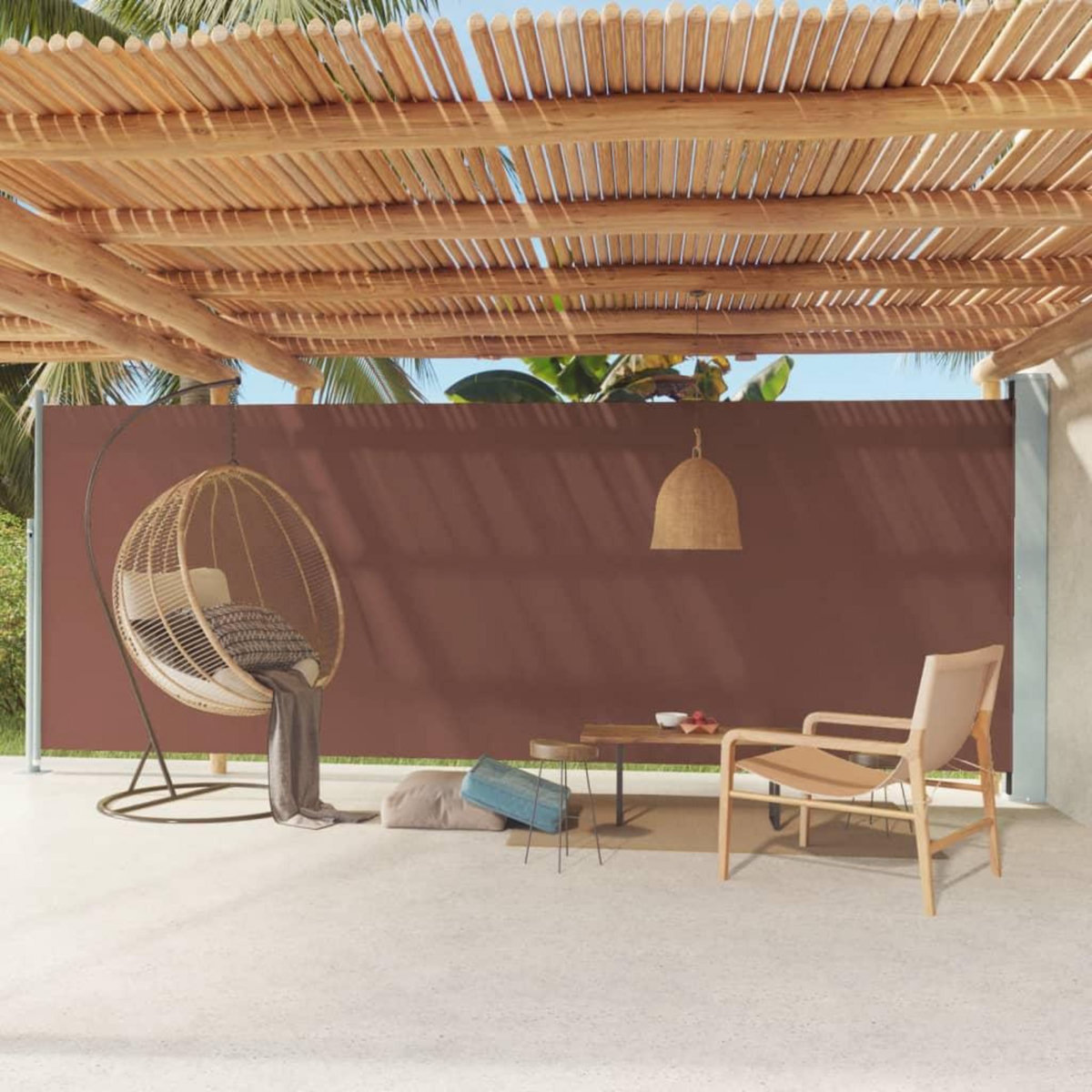 VIDAXL Auvent lateral retractable de patio 200x600 cm Marron