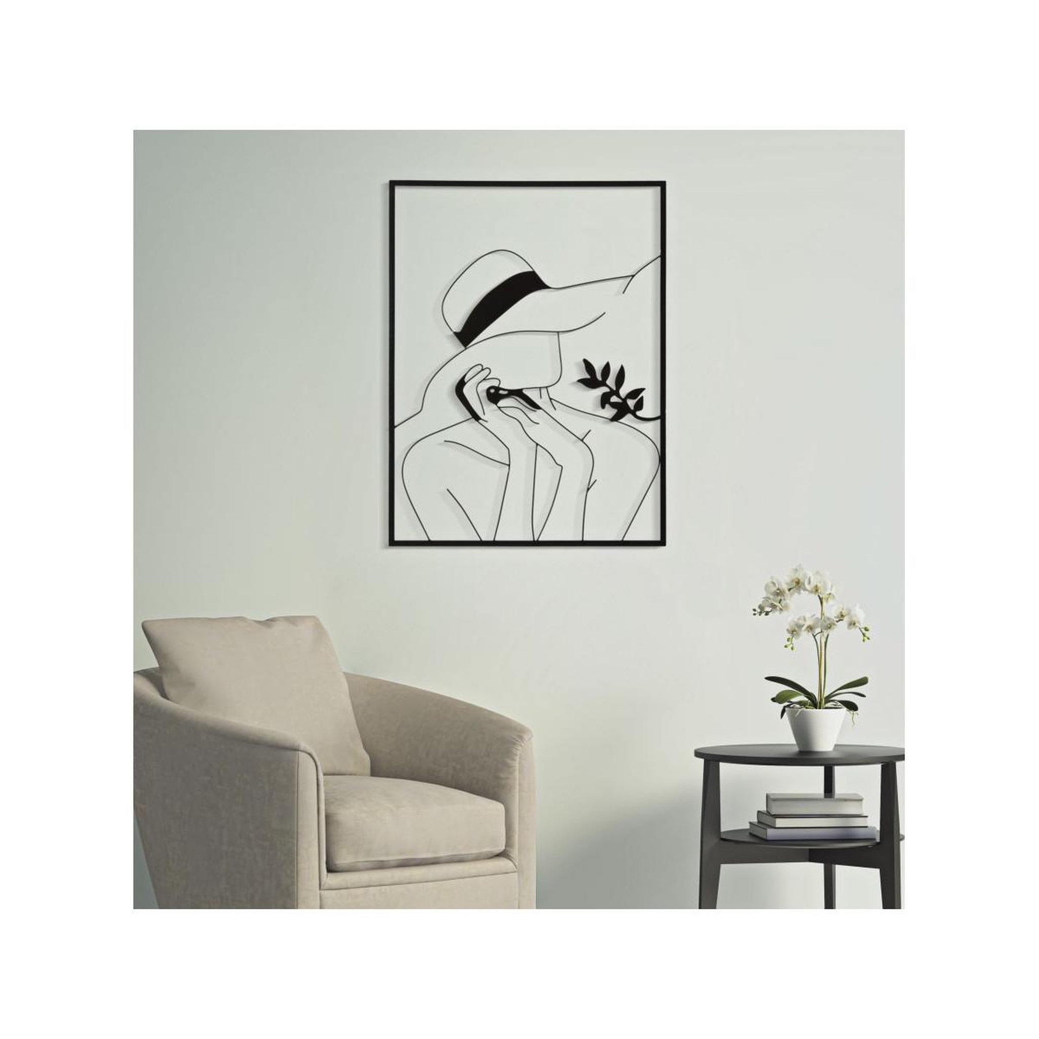 Voir la diapositive 5 : Paris Prix Déco murale encadrée en métal  chapeau  80cm noir