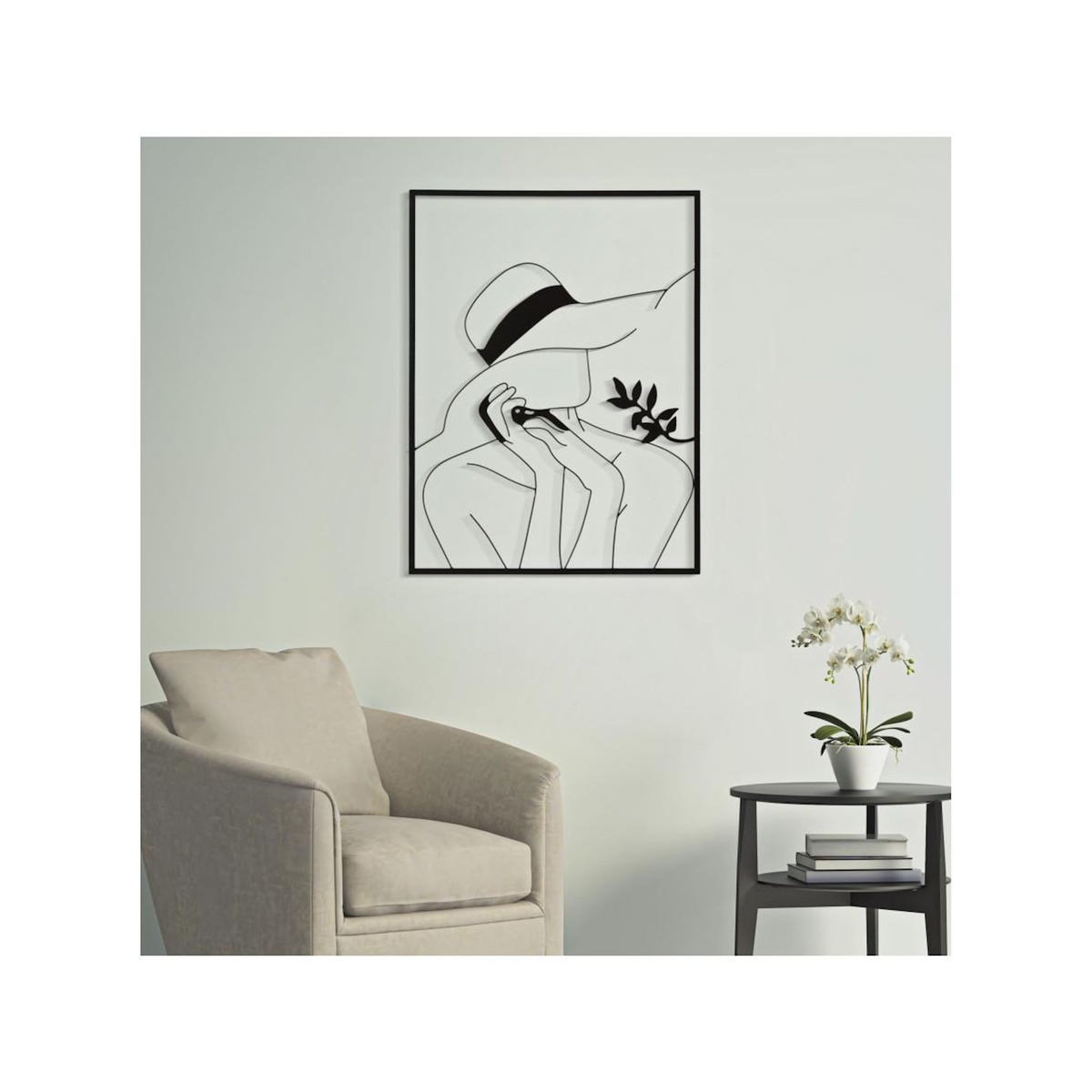 Paris Prix Déco Murale Encadrée en Métal  Chapeau  80cm Noir
