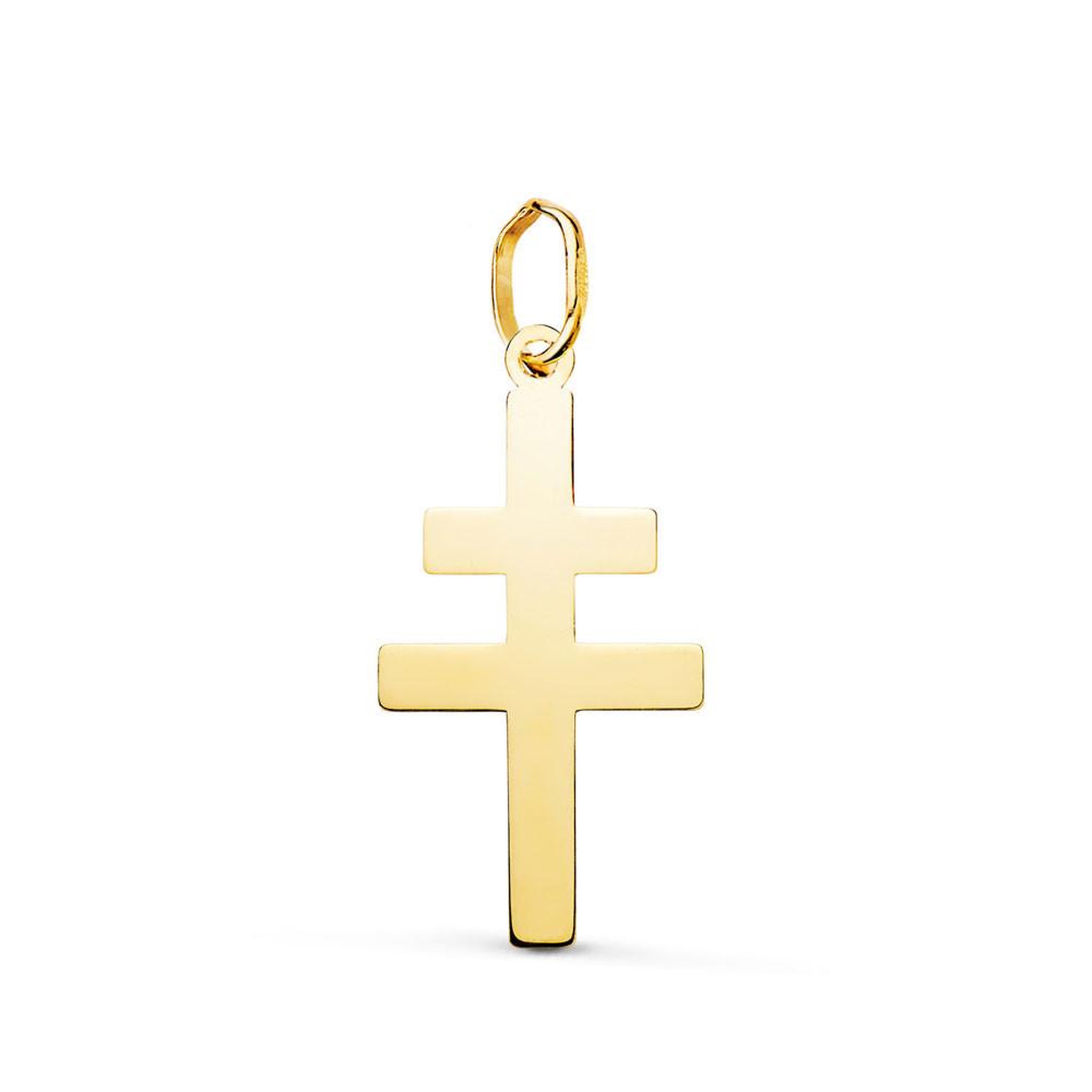 L'ATELIER D'AZUR Pendentif Médaille Or 18 Carats 750 Jaune - Croix de Lorraine - Chaine Offerte - Moyenne