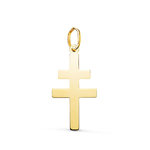 L'ATELIER D'AZUR Pendentif Médaille Or 18 Carats 750 Jaune - Croix de Lorraine - Chaine Offerte - Moyenne