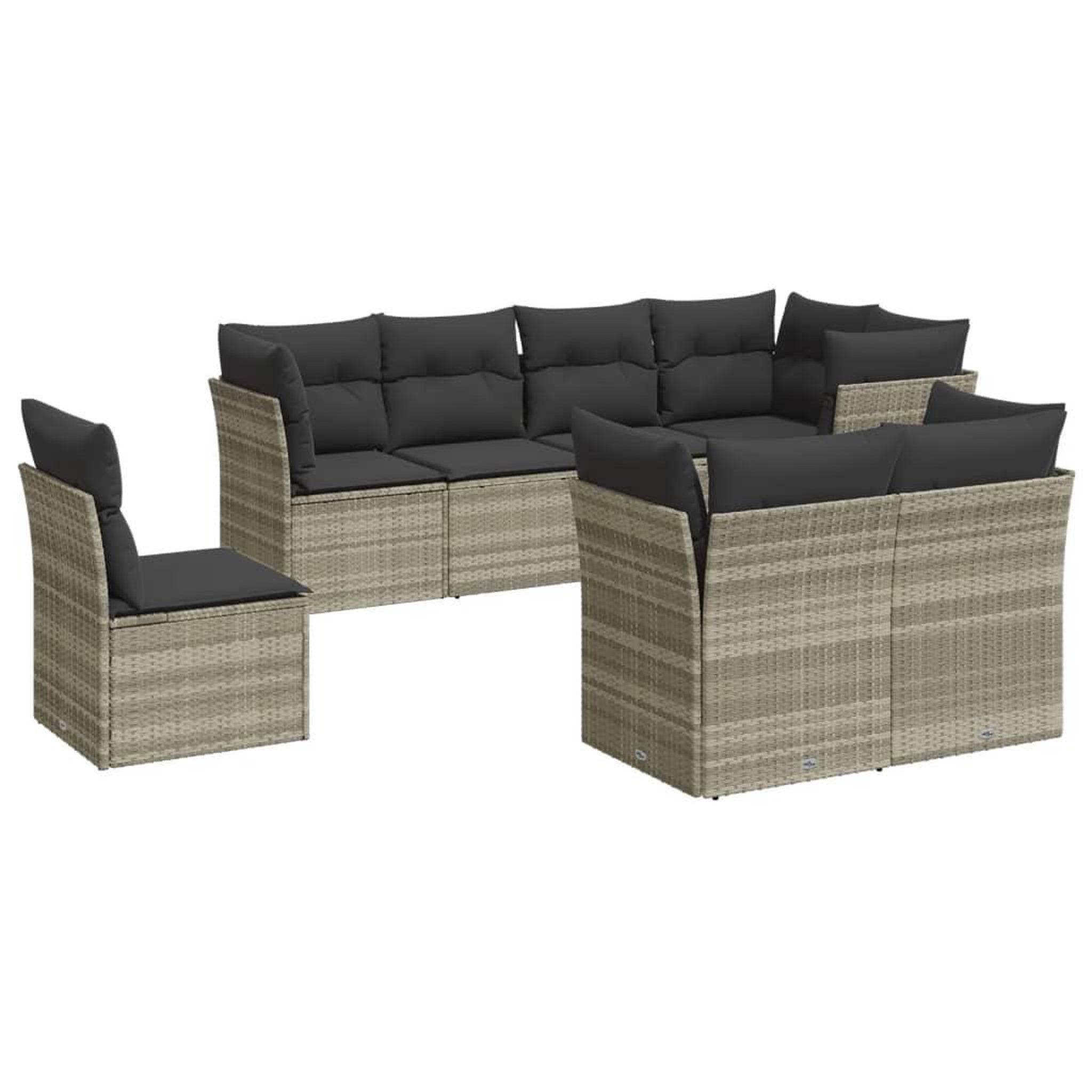 Voir la diapositive 2 : VIDAXL Salon de jardin 8 pcs avec coussins gris clair resine tressee