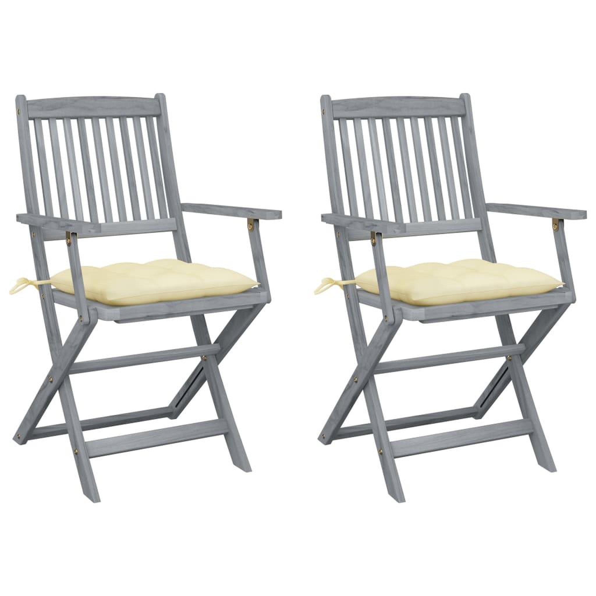 Voir la diapositive 1 : VIDAXL Chaises pliables d'exterieur lot de 2 et coussins Bois d'acacia