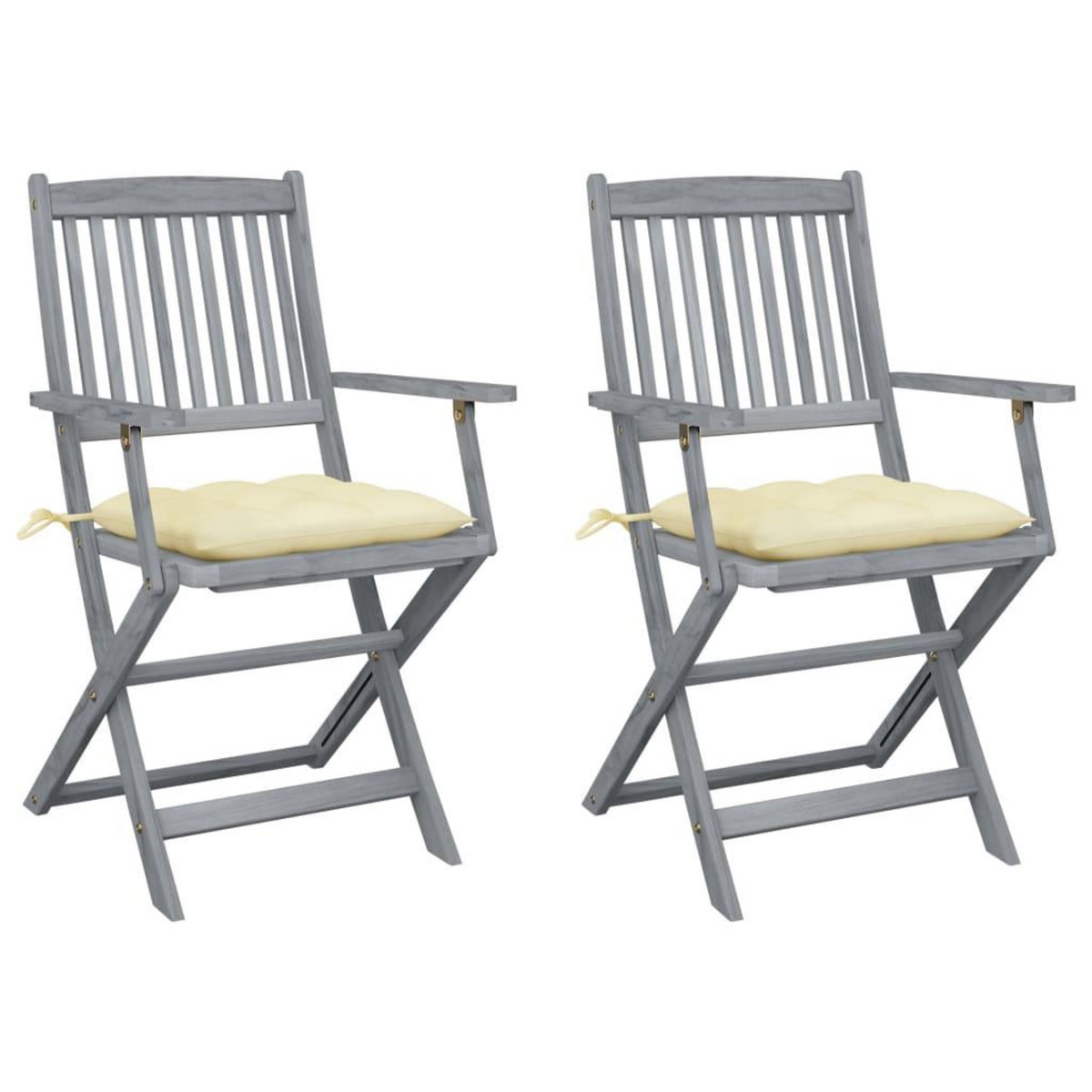 VIDAXL Chaises pliables d'exterieur lot de 2 et coussins Bois d'acacia