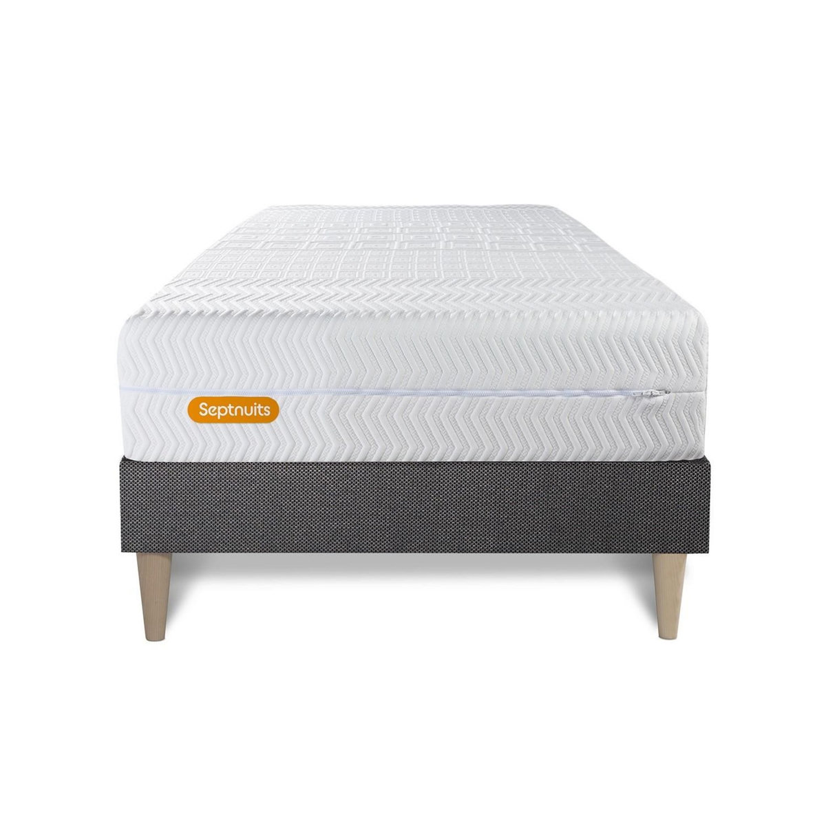 SEPTNUITS Matelas + sommier kit gris Memo Bio Mousse à mémoire de forme Maxi épaisseur Déhoussable