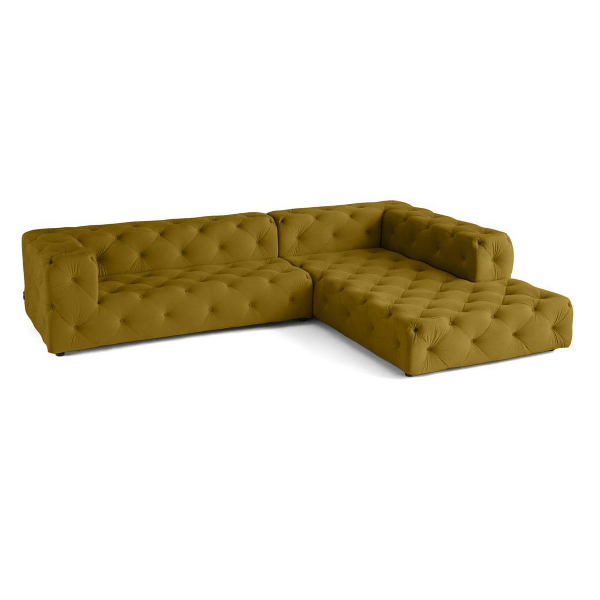 LISA DESIGN Gallata - canapé chesterfield d'angle droit - 5 places - en velours