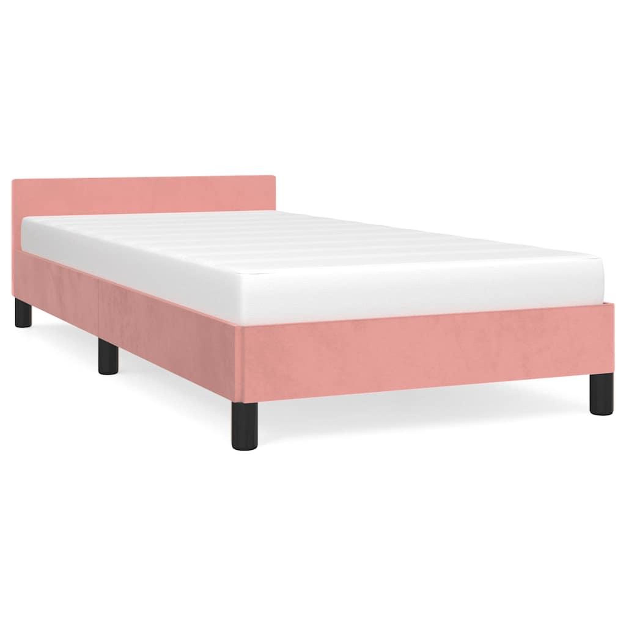 Voir la diapositive 2 : VIDAXL Cadre de lit et tete de lit sans matelas rose 90x200 cm velours