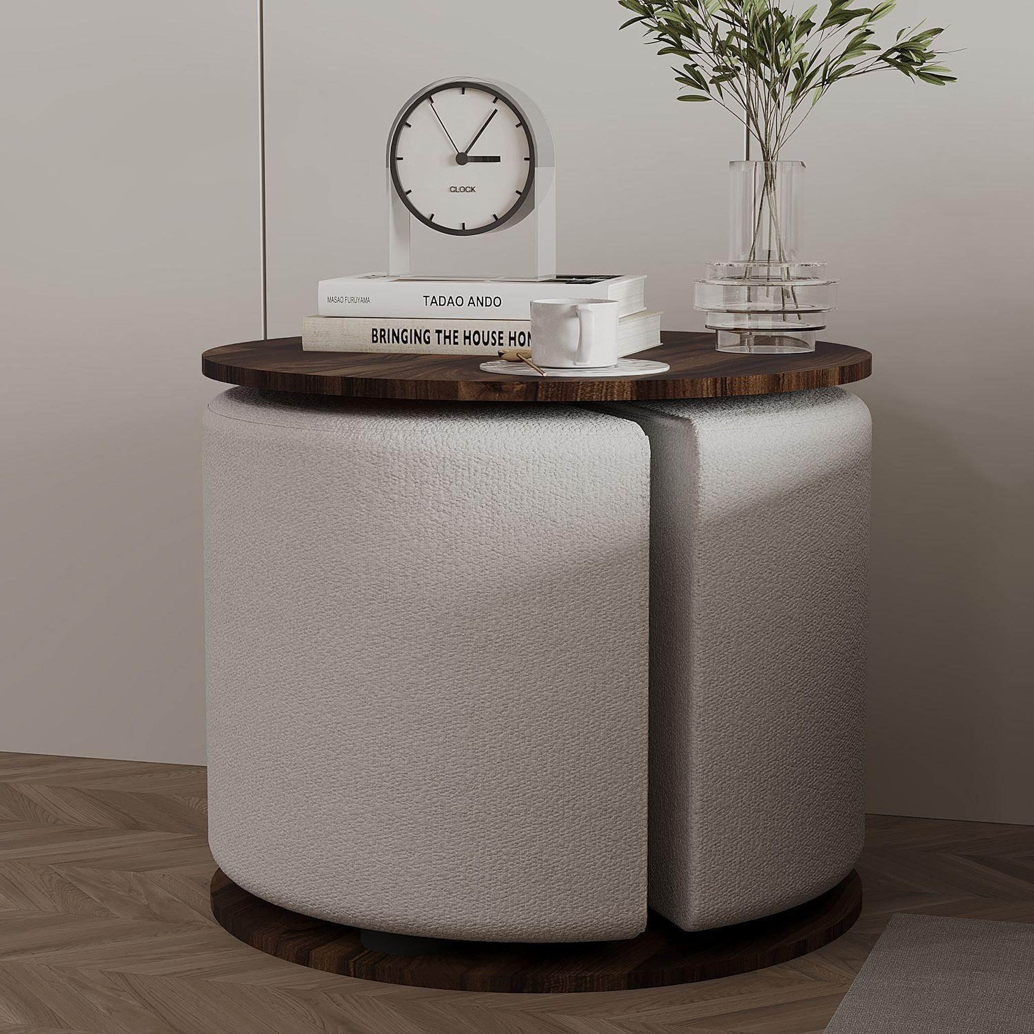 Voir la diapositive 5 : TOILINUX Ensemble table basse et pouf gigogne orbit