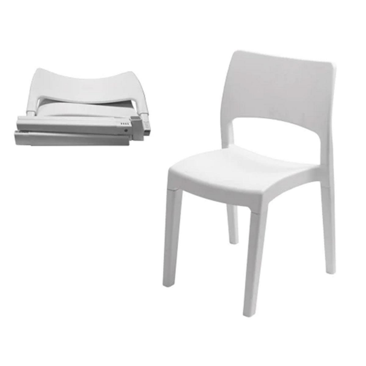 IPAE-PROGARDEN Chaise PVC blanche Intérieur/extérieur empilable et démontable 50x51xH82cm PRO