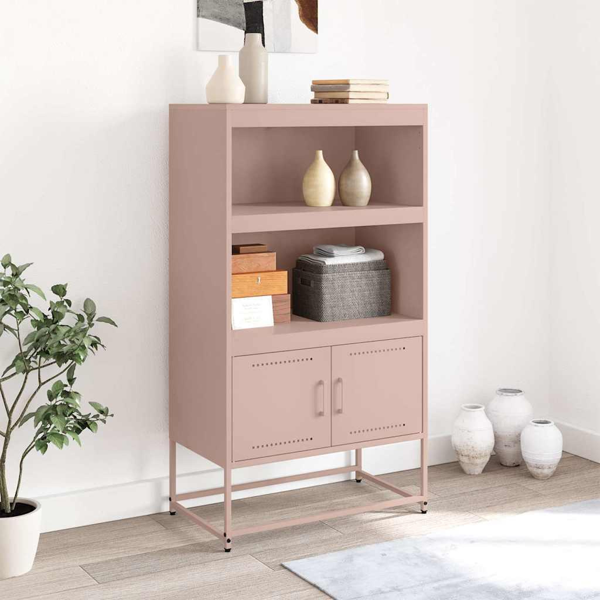 Voir la diapositive 3 : VIDAXL Buffet haut rose 68,5x38,5x123,5 cm acier