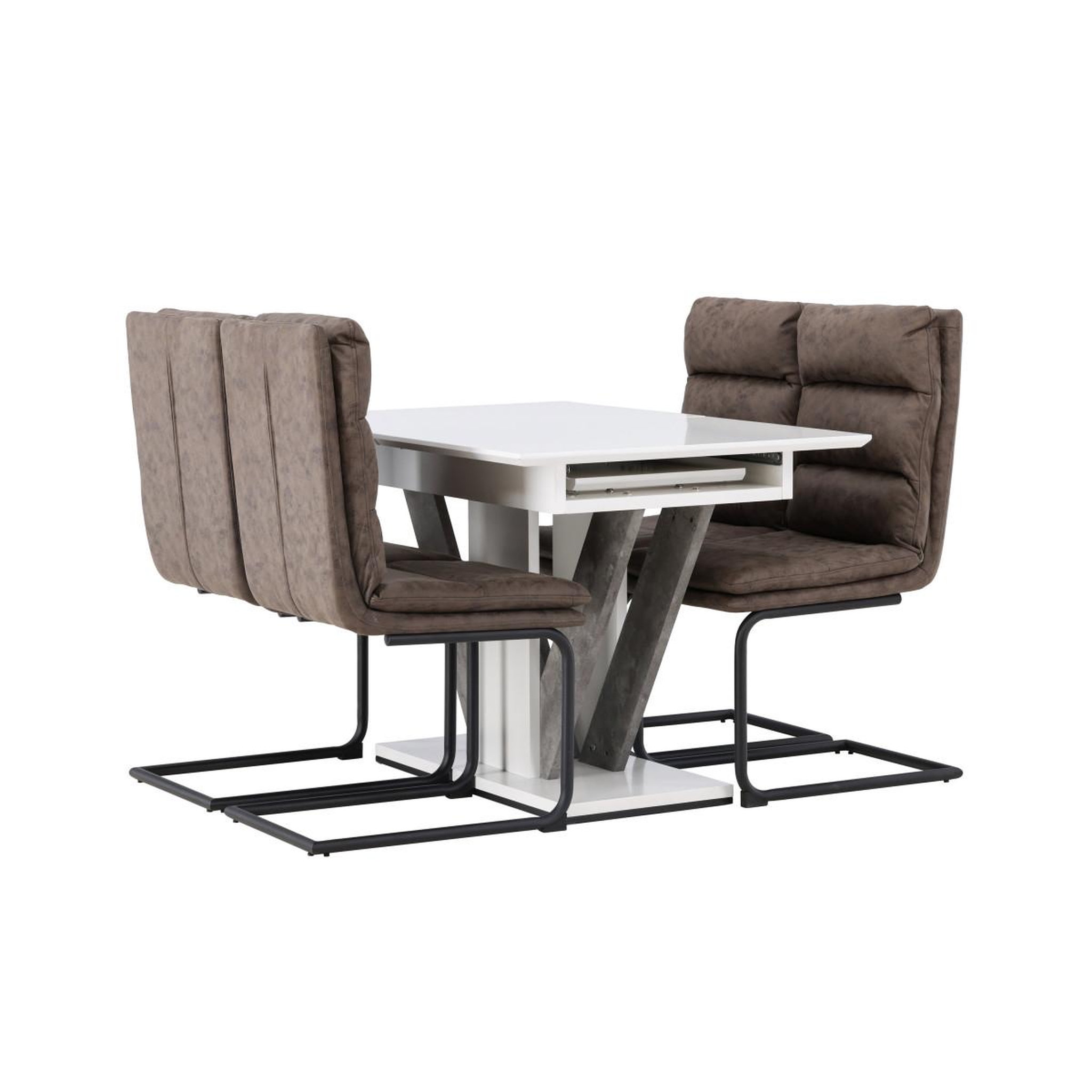 Voir la diapositive 4 : Paris Prix Ensemble table à manger extensible & 4 chaises  disa & zizo  160cm blanc & marron