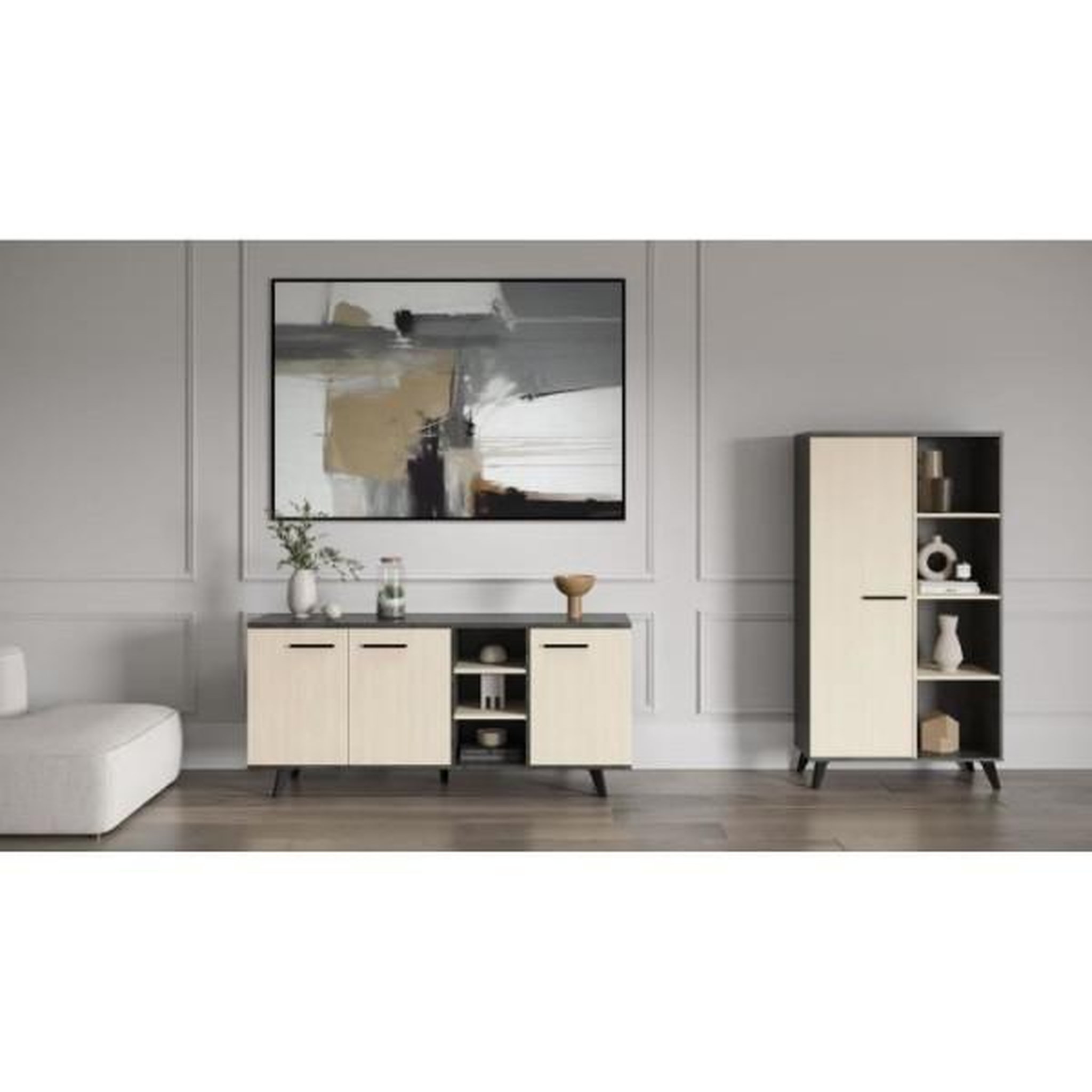 Demeyere Ensemble salon - enfilade, buffet haut, table basse - kent- chene de fil / sidewalk - demeyere
