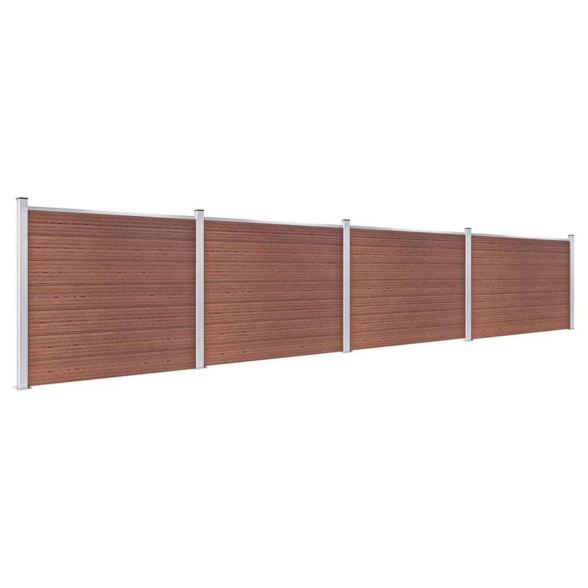 VIDAXL Ensemble de panneau de cloture WPC 699x146 cm Marron