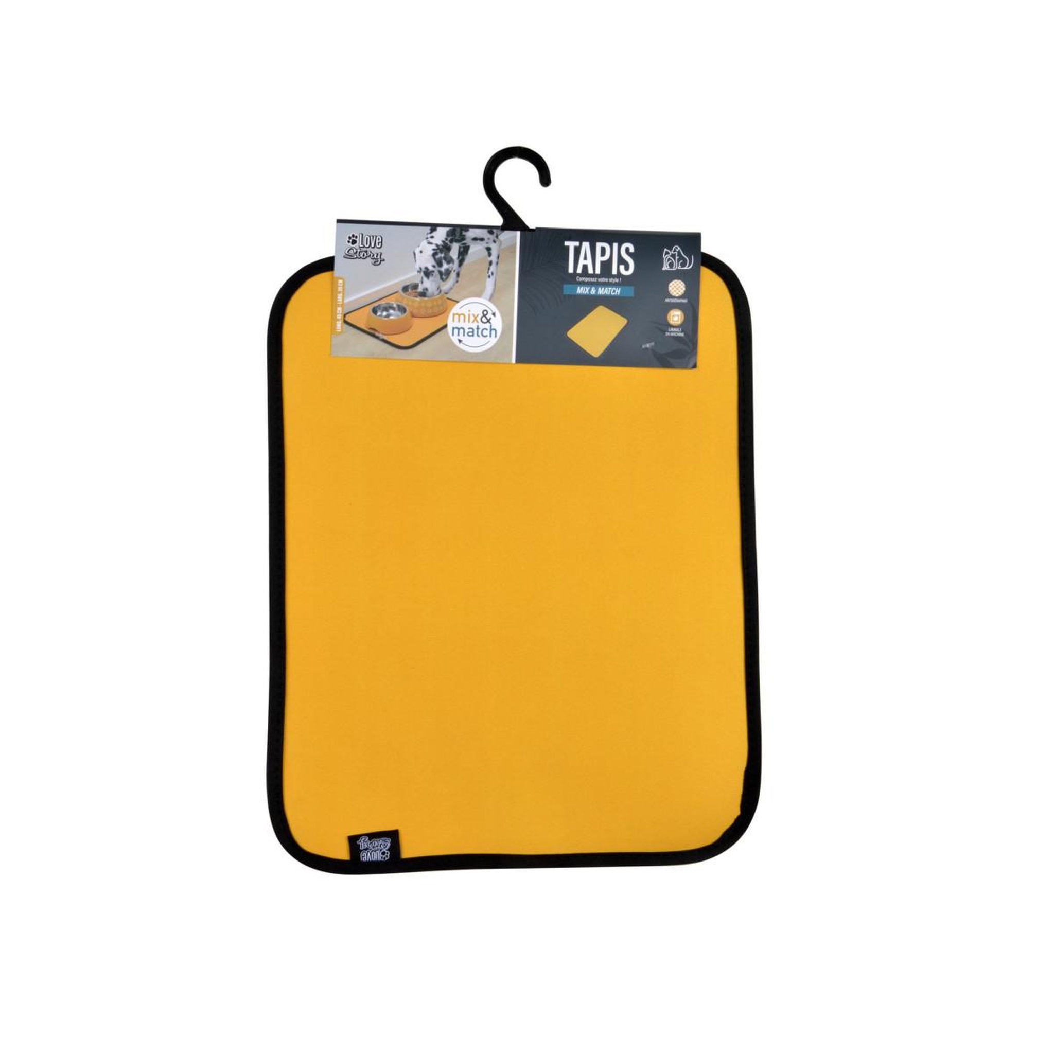 Voir la diapositive 2 : HOMEA Tapis de repas pour chien & chat  antidérapant  45cm moutarde