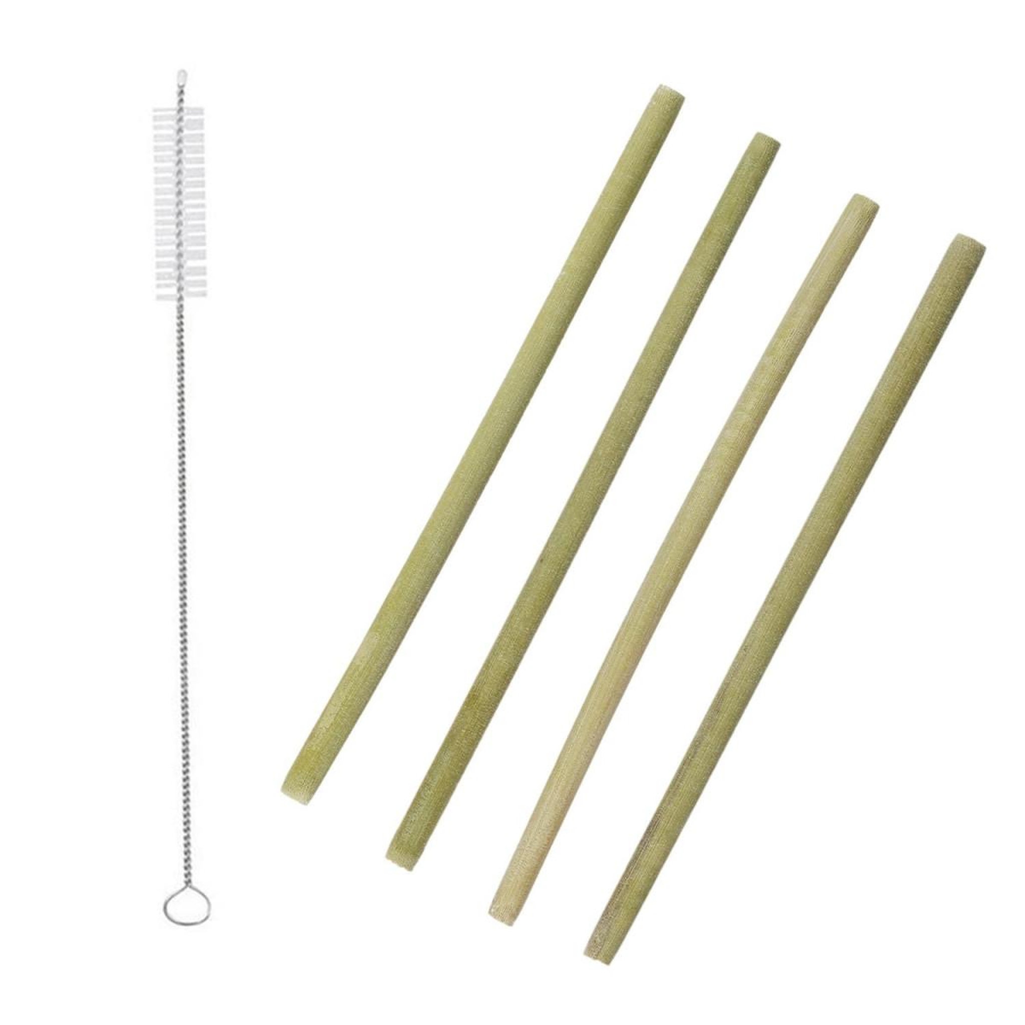 Voir la diapositive 1 : COOK CONCEPT Lot de 4 pailles & goupillon  ecolo  22cm naturel