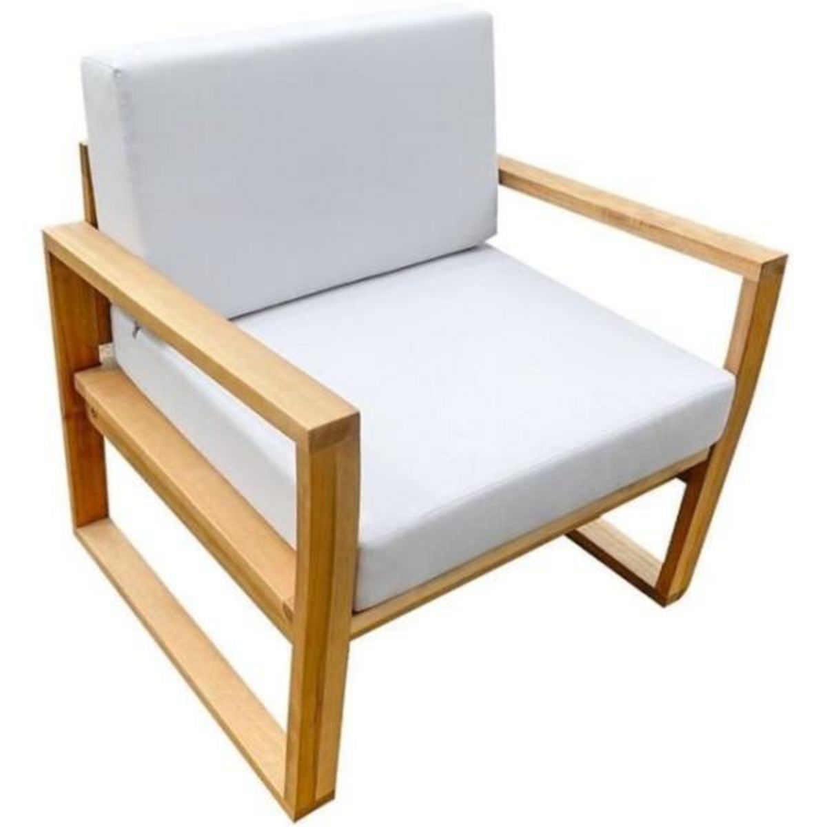 MARKET24 Salon de jardin en bois d'Acacia FSC - PALAWAN - 4 personnes - Coussins gris perle