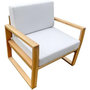 Voir la diapositive 4 : MARKET24 Salon de jardin en bois d'Acacia FSC - PALAWAN - 4 personnes - Coussins gris perle