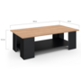 Voir la diapositive 4 : ID MARKET Table basse rectangulaire ELI noir plateau façon hêtre 100 cm