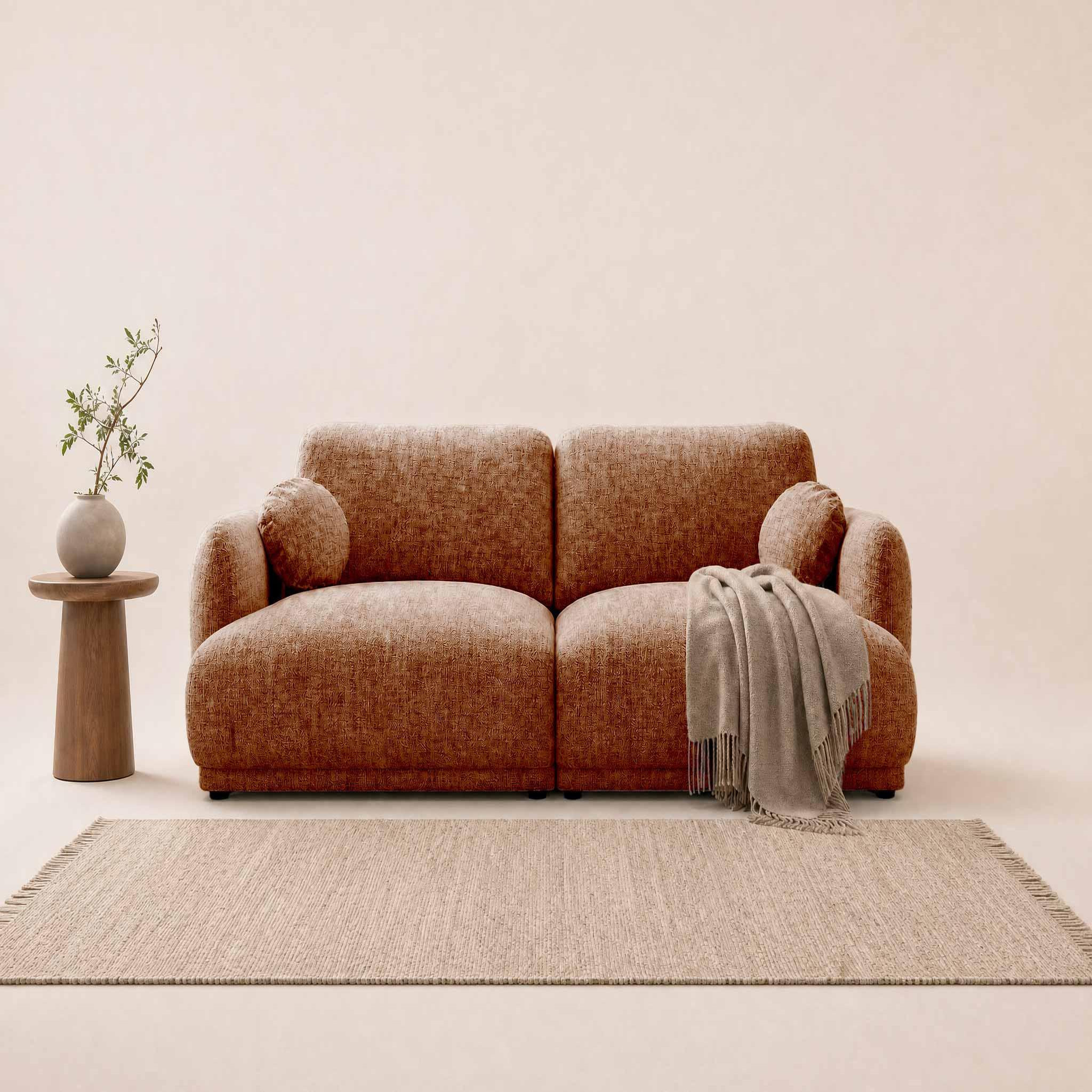 Voir la diapositive 2 : BEST MOBILIER Pietro - canapé droit 3 places en tissu texturé