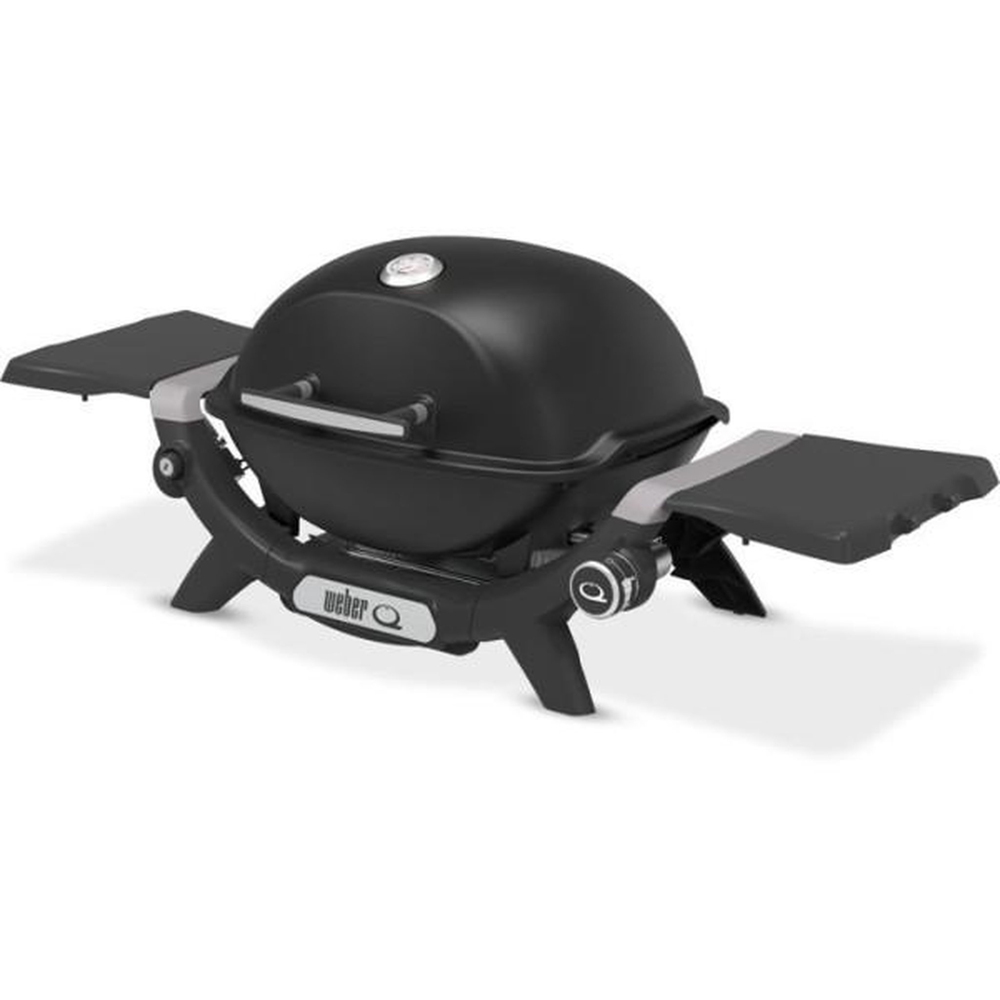 Voir la diapositive 2 : AAAAA Barbecue a gaz - Weber - Q1200N - 2,94kW - 1 brûleur en acier inoxydable - Deux tablettes d'appoint - Fonte émaillée- Noir