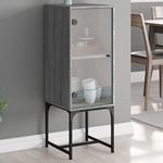 VIDAXL Armoire laterale avec porte en verre sonoma gris 35x37x100 cm